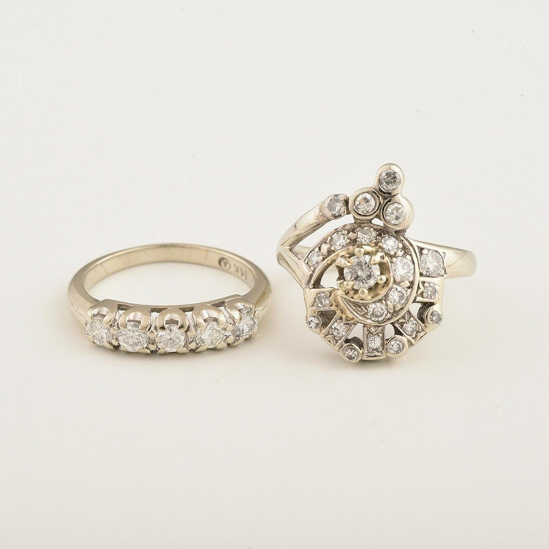 Collection of Two Diamond, 14k White Gold Rings. (1 of 1)