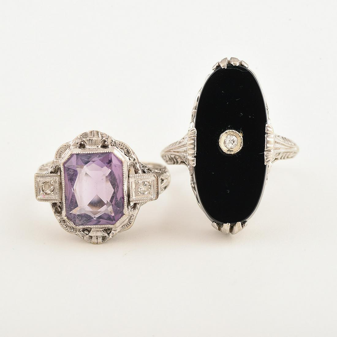 Collection of Two Vintage Amethyst, Black Onyx, (1 of 1)