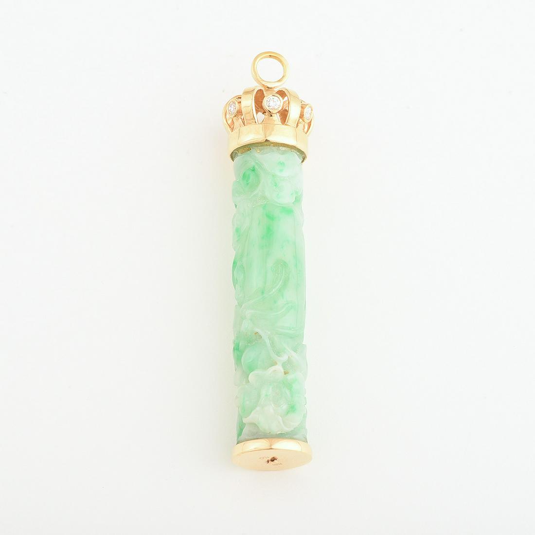 Jadeite Jade, Diamond, 18k Yellow Gold Pendant. (1 of 1)
