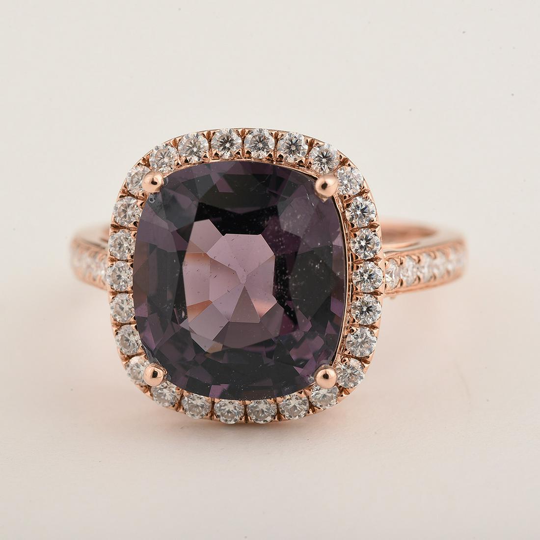 Purple Spinel, Diamond, 14k Rose Gold Ring. (1 of 2)