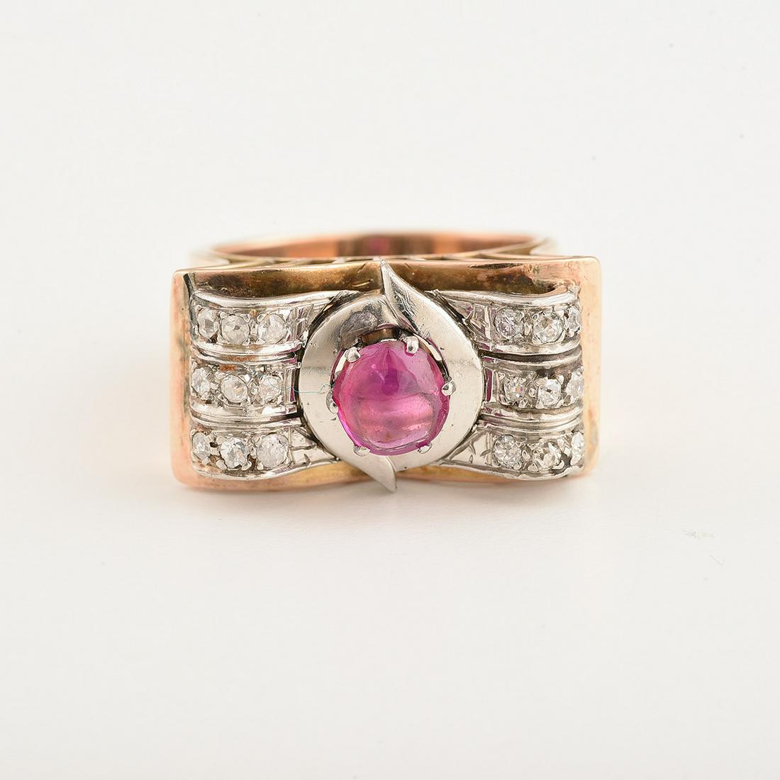 Retro Ruby, Diamond, Platinum, 14k Rose Gold Ring. (1 of 1)
