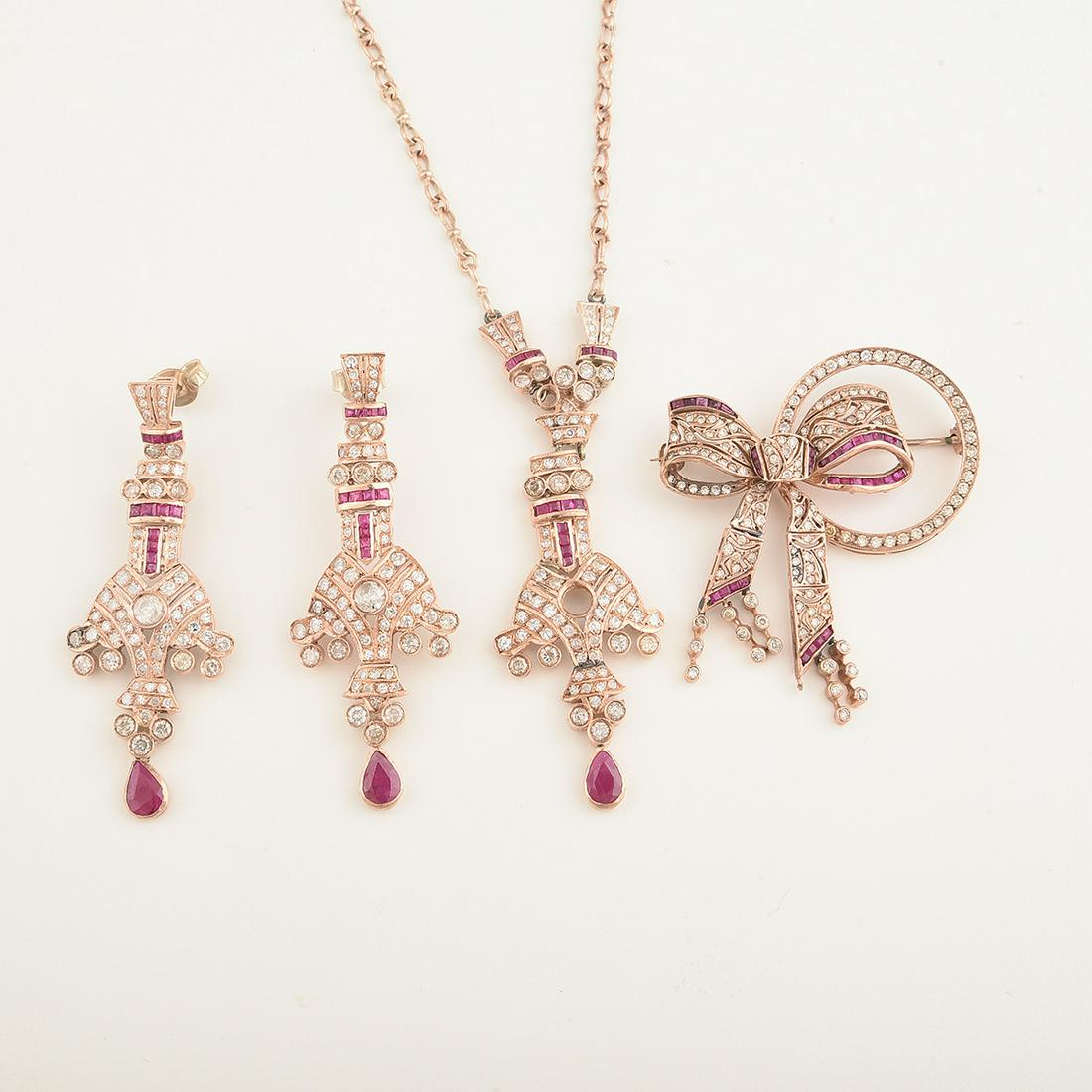 Ruby, Diamond, 10k Rose Gold Jewelry Suite. (1 of 1)