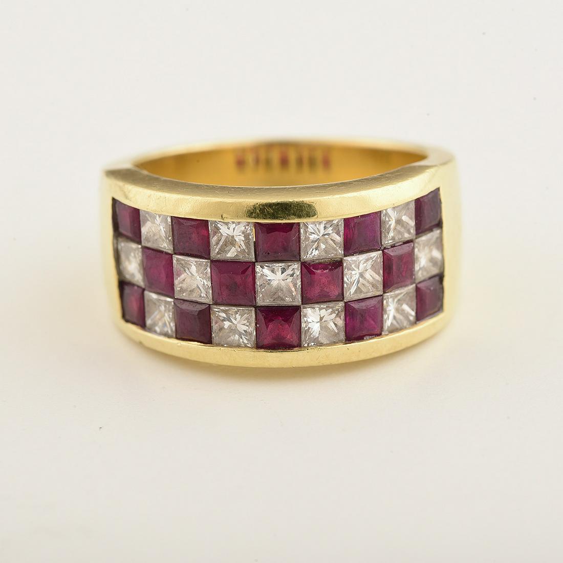 Ruby, Diamond, 18k Yellow Gold Ring. (1 of 1)