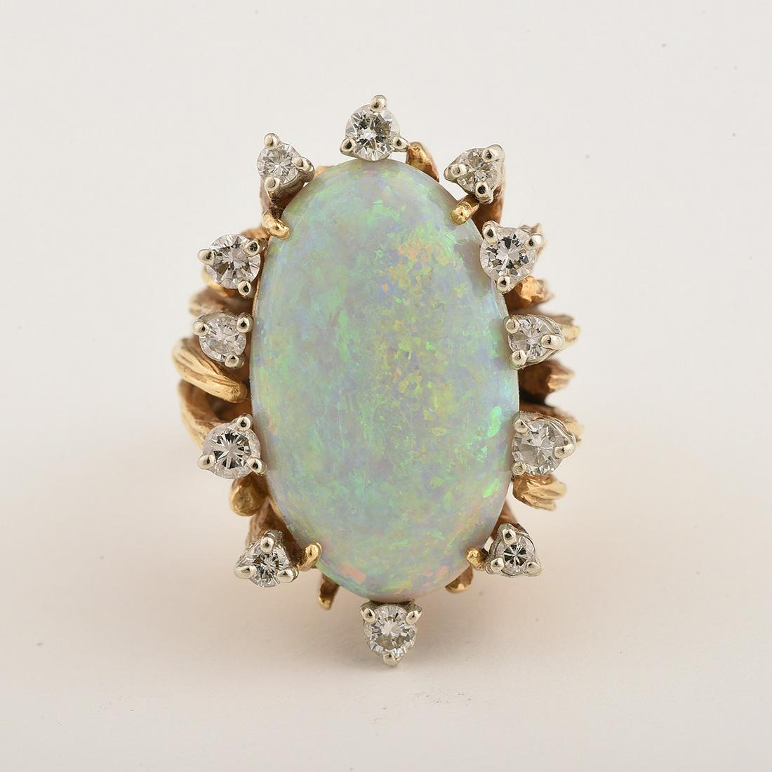 Opal, Diamond, 18k Yellow Gold Ring. (1 of 1)