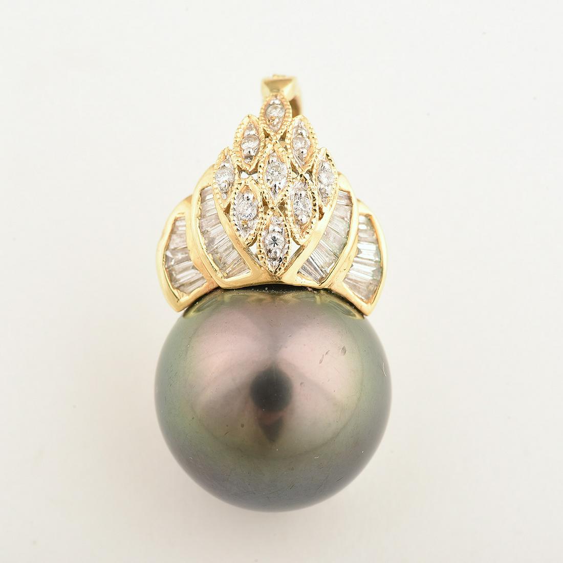 Tahitian Cultured Pearl, Diamond, 18k Yellow Gold (1 of 1)