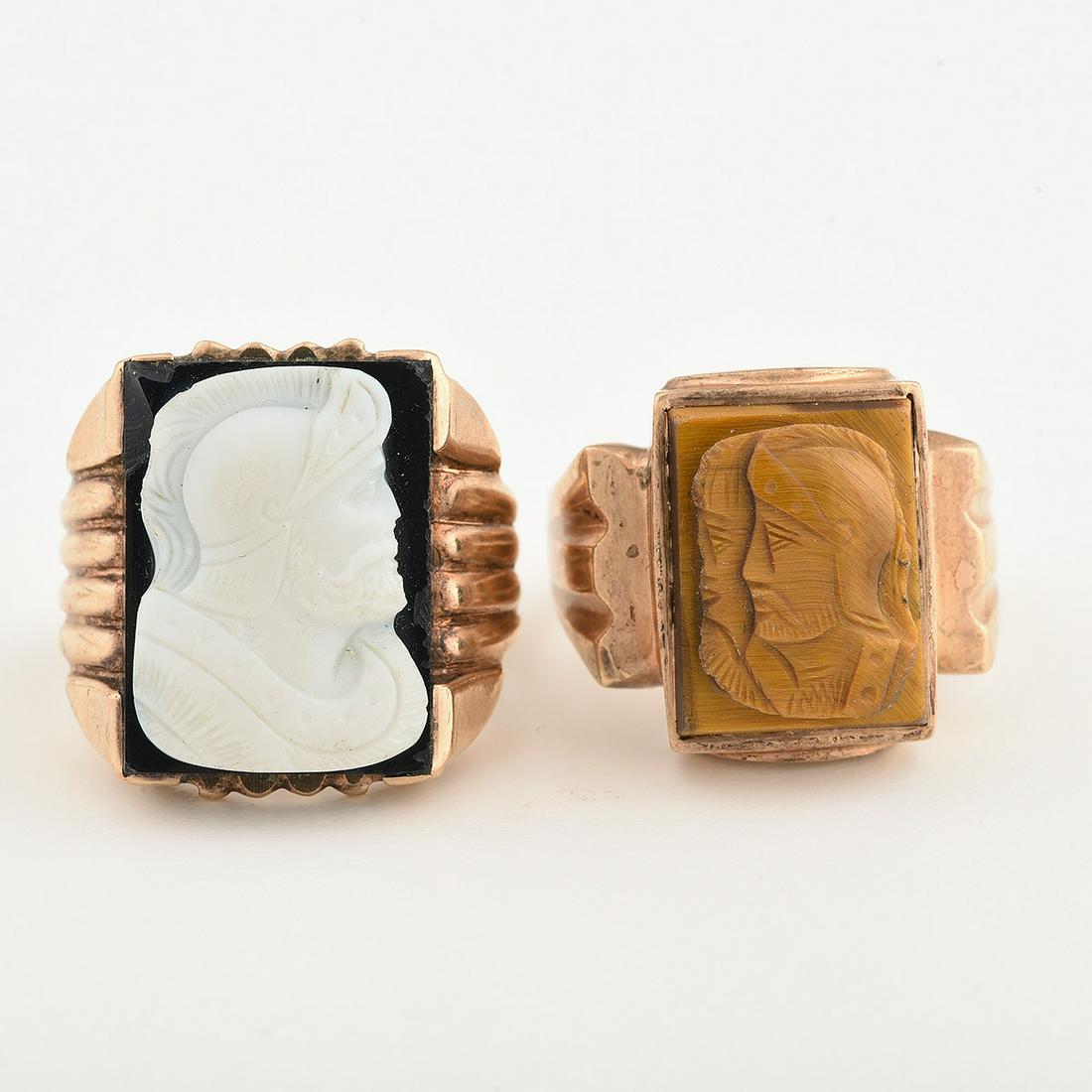 Collection of Two Men's Multi-Stone Cameo, 10k Yellow (1 of 1)