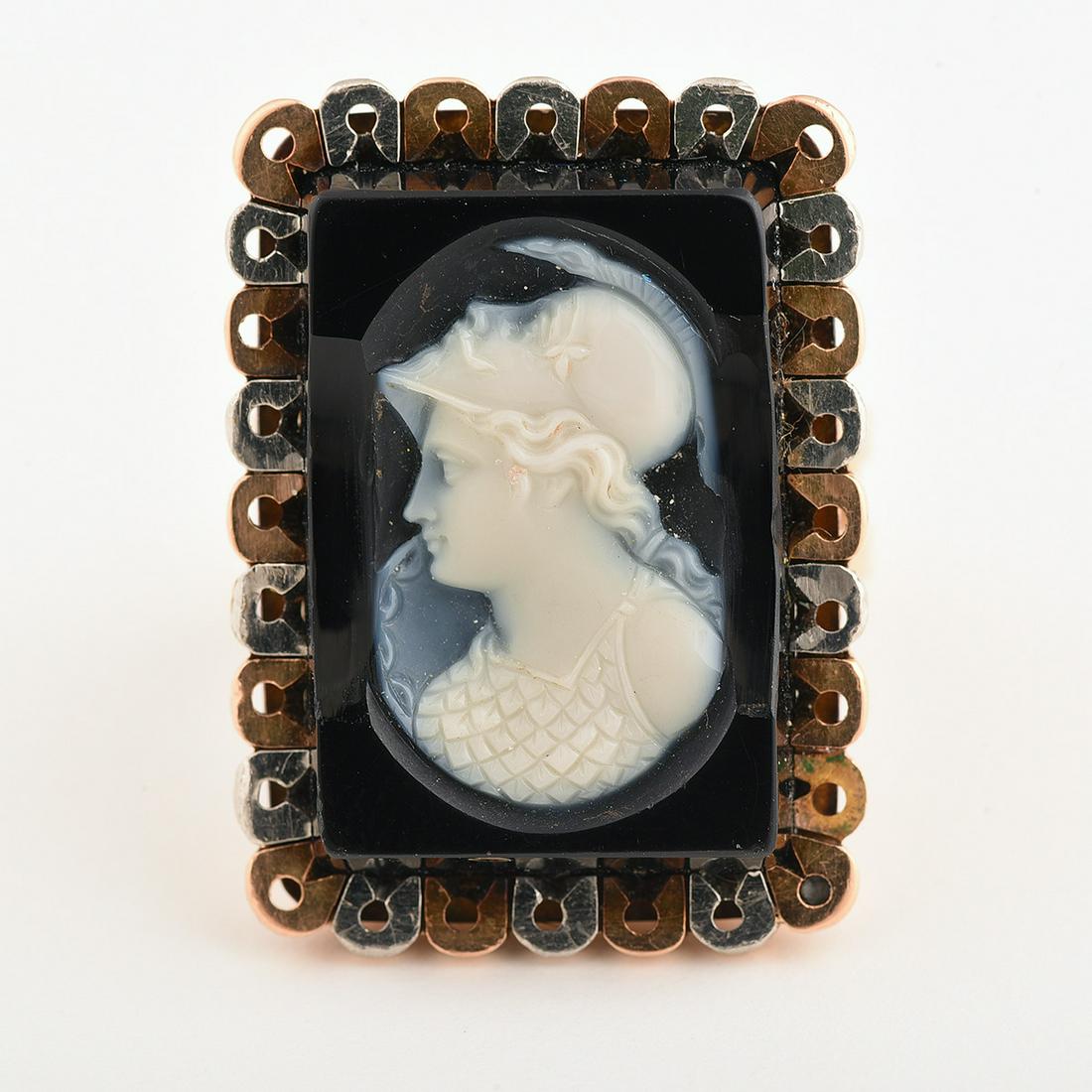 Black Onyx Intaglio, 14k Two-Tone Gold Ring. (1 of 1)