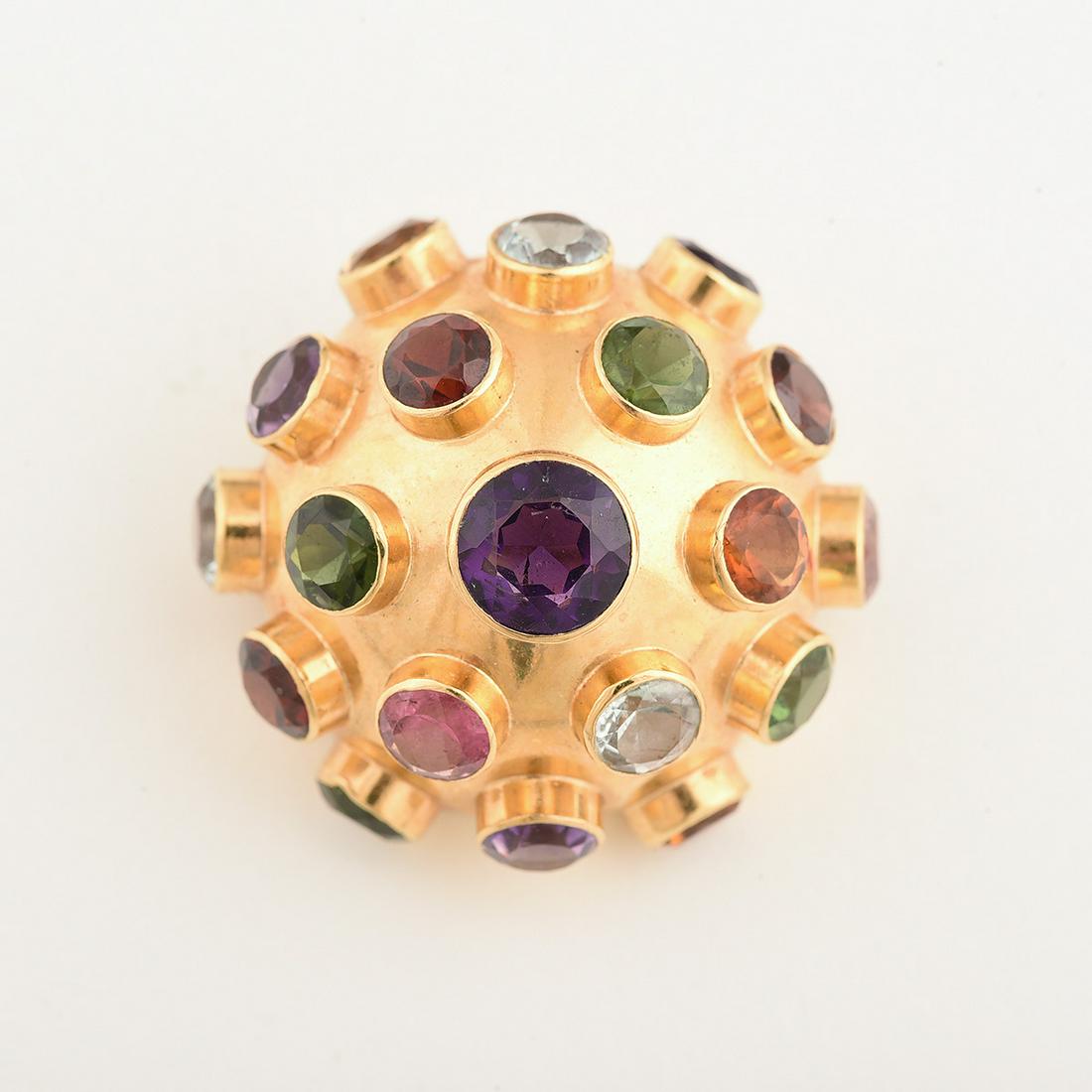 Multi-Stone, 18k Yellow Gold "Sputnik" Brooch. (1 of 1)