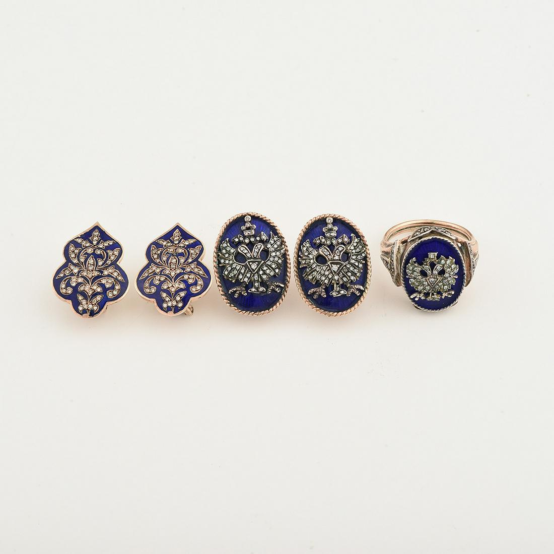 Diamond, Enamel, Silver-Topped, 10k Rose Gold Jewelry (1 of 1)