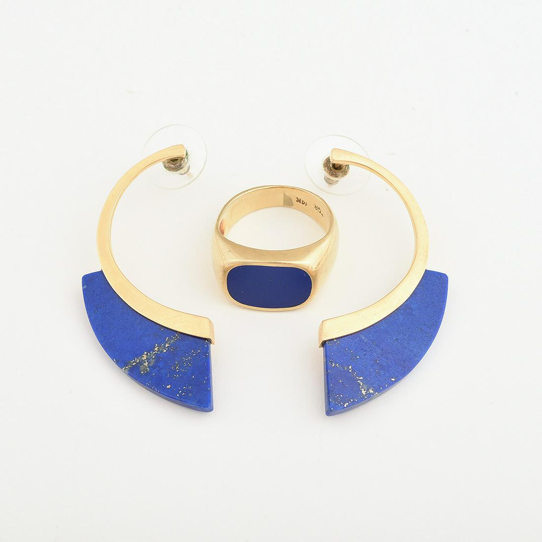 Lapis Lazuli, Yellow Gold Jewelry Suite. (1 of 1)