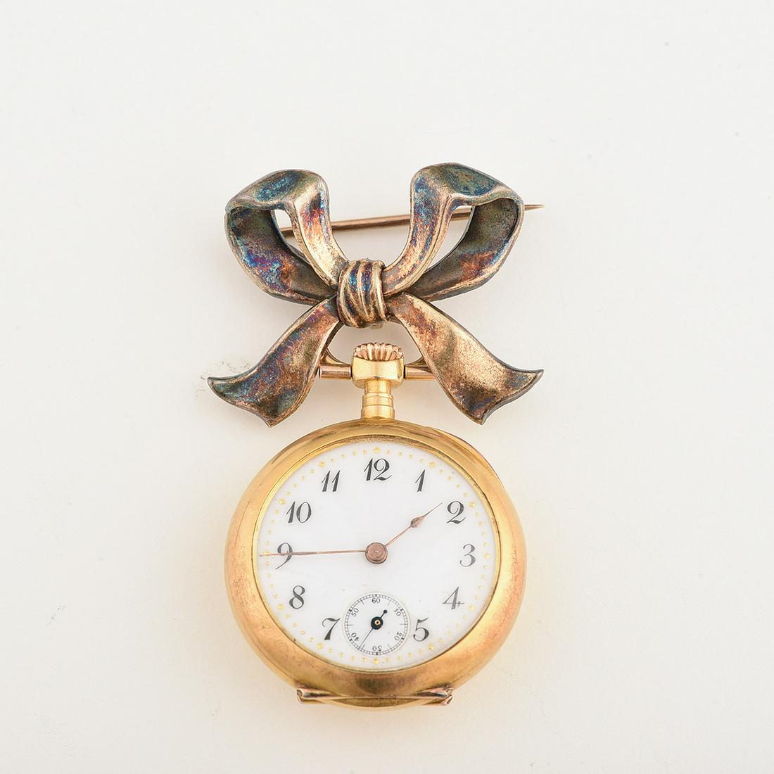 Ladies Diamond, 18k Yellow Gold Lapel Watch with 14k (1 of 1)