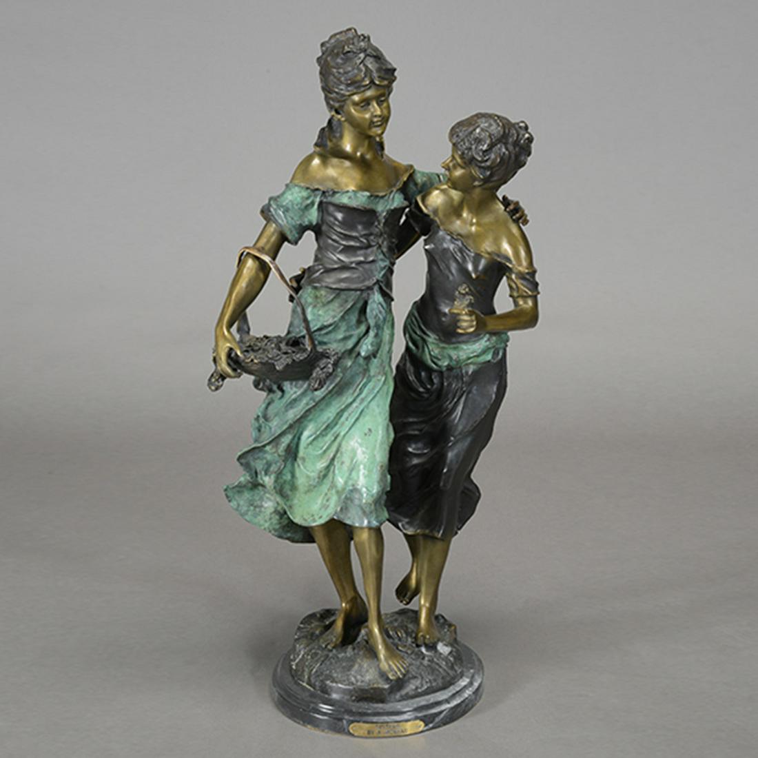After August Moreau, Bronze Figural Group of Two Young (1 of 1)