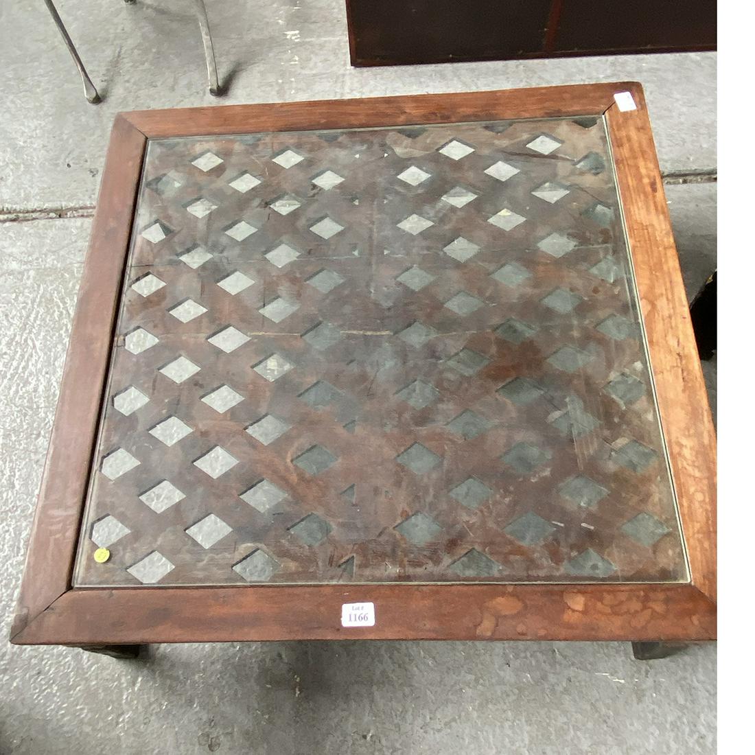 Chinese Rosewood Low Table with Pierced Top and Mother (1 of 1)