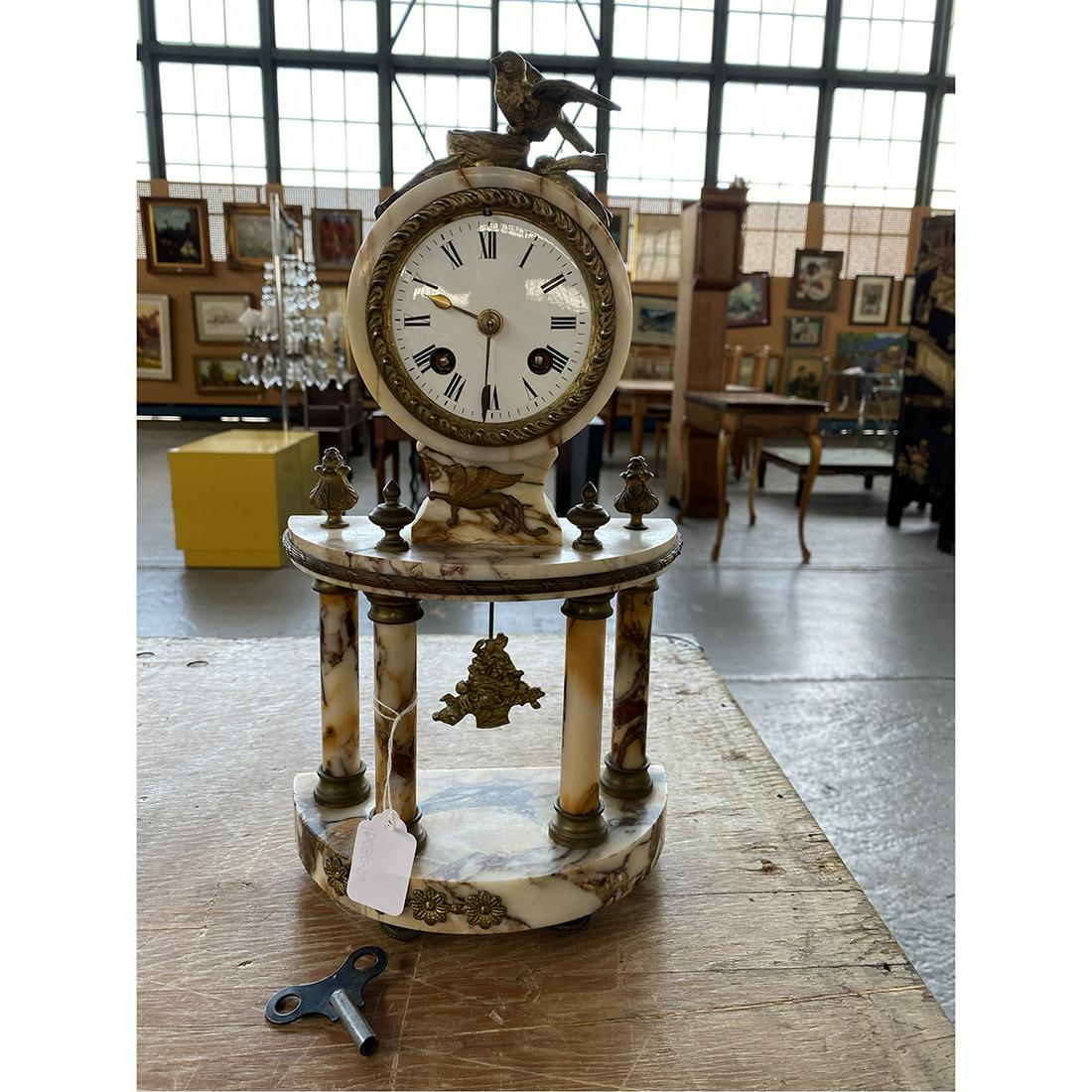 French Dumoulinneur Louis XV Style Marble Mantle Clock. (1 of 1)
