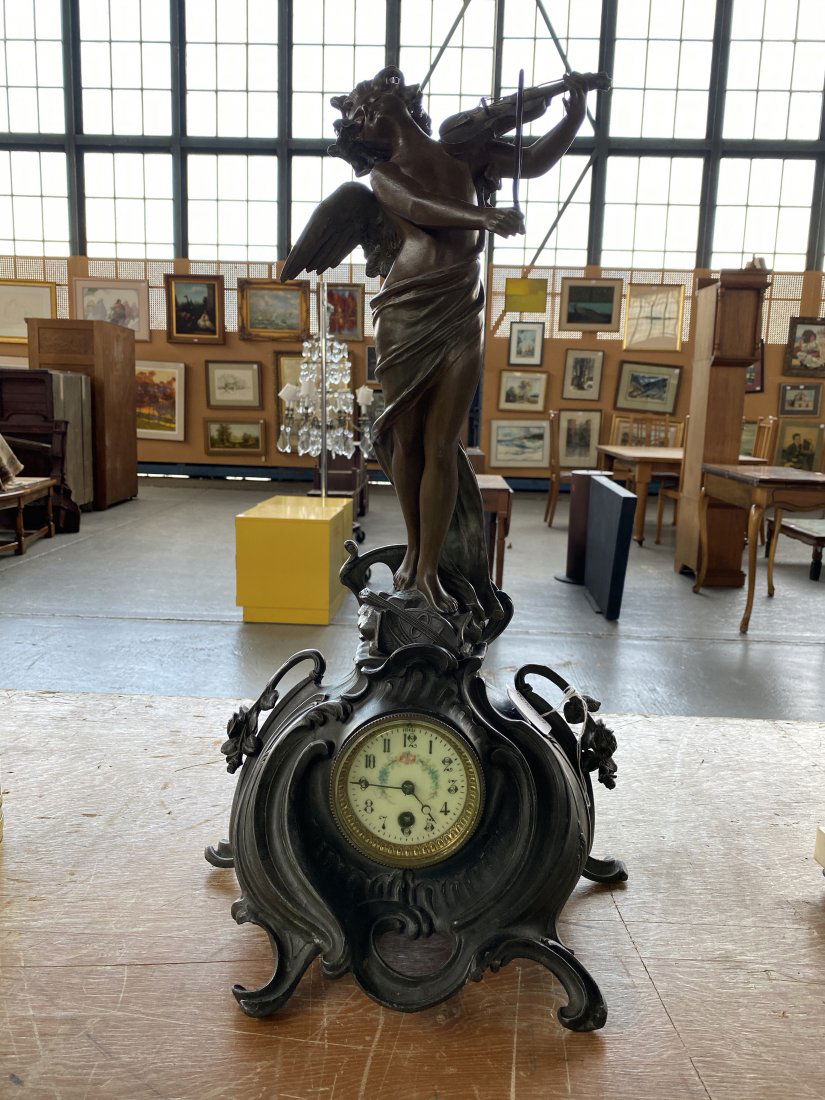 Art Nouveau Figural Spelter Mantle Clock "RA" (1 of 1)