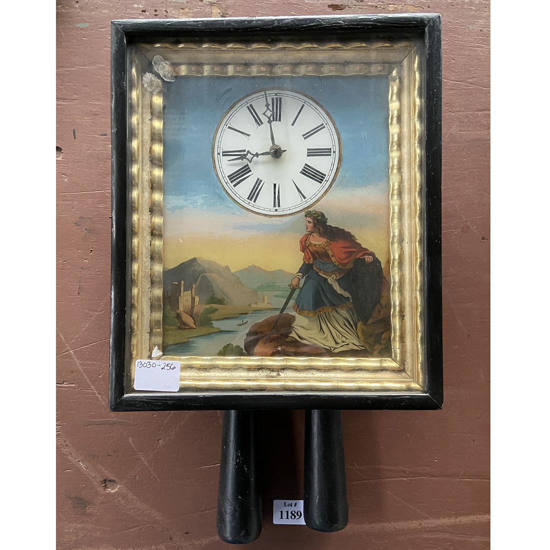 Antique Wall Clock with Painted Allegorical Scene (1 of 1)