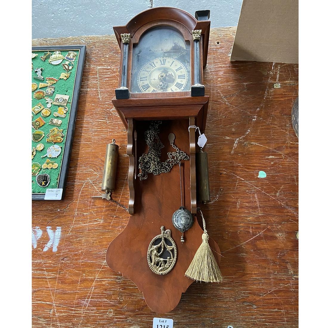 Dutch Staartklok wall clock with trumpeters (1 of 2)