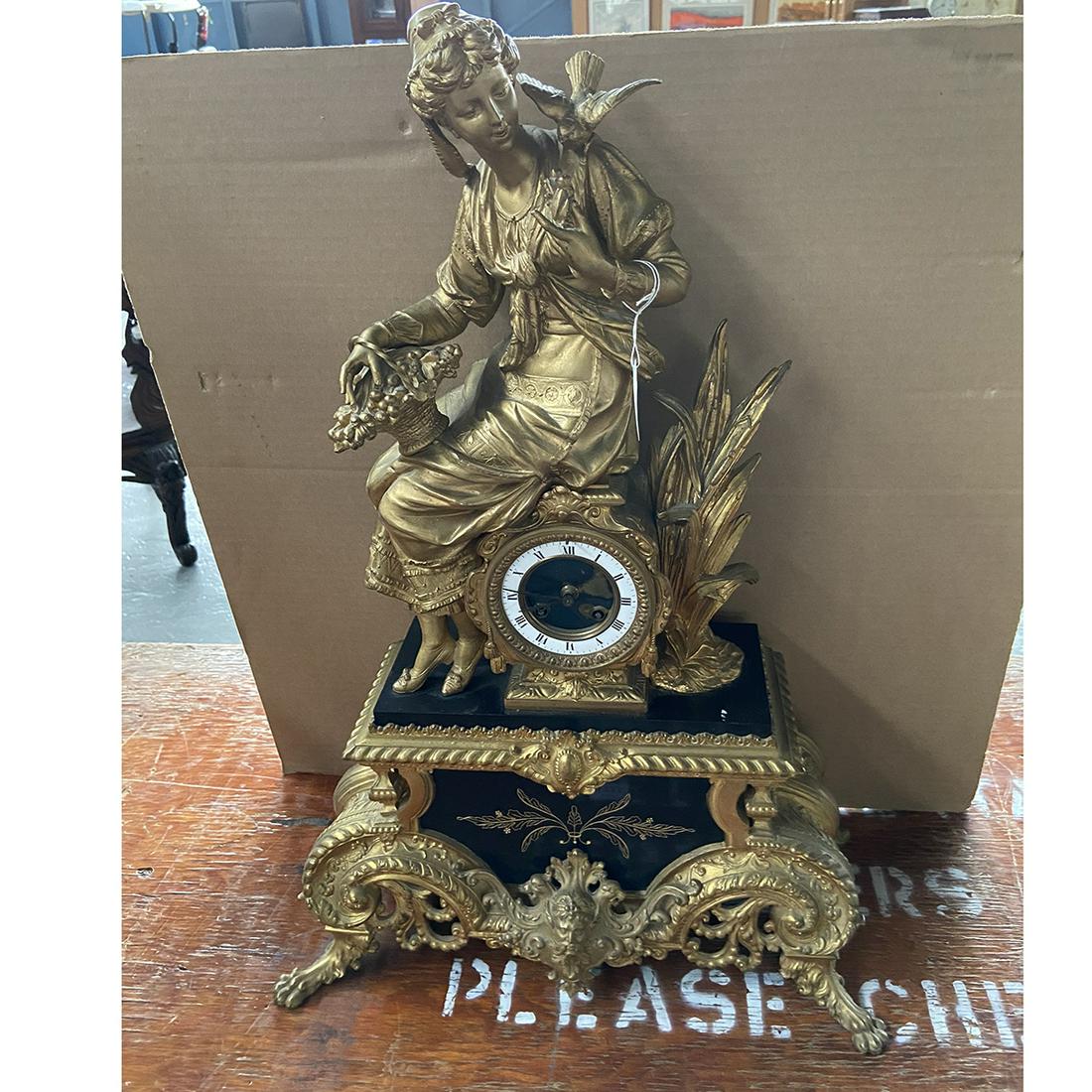 French Ormolu and Black Slate Mantle Clock. (1 of 1)