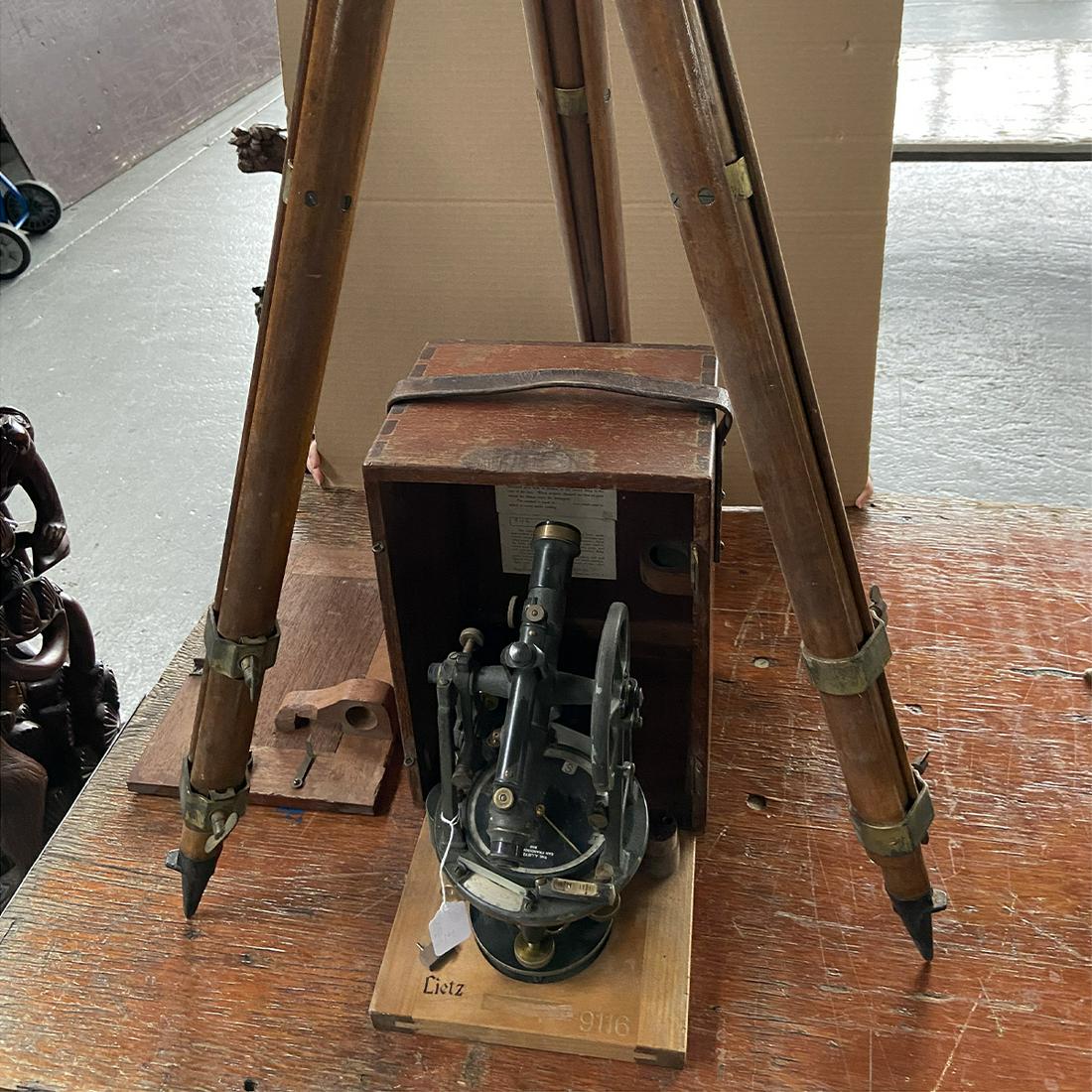 Engineer Survey Tool in Wood Case with a Tripod: Engineer Survey Tool in Wood Case with a Tripod