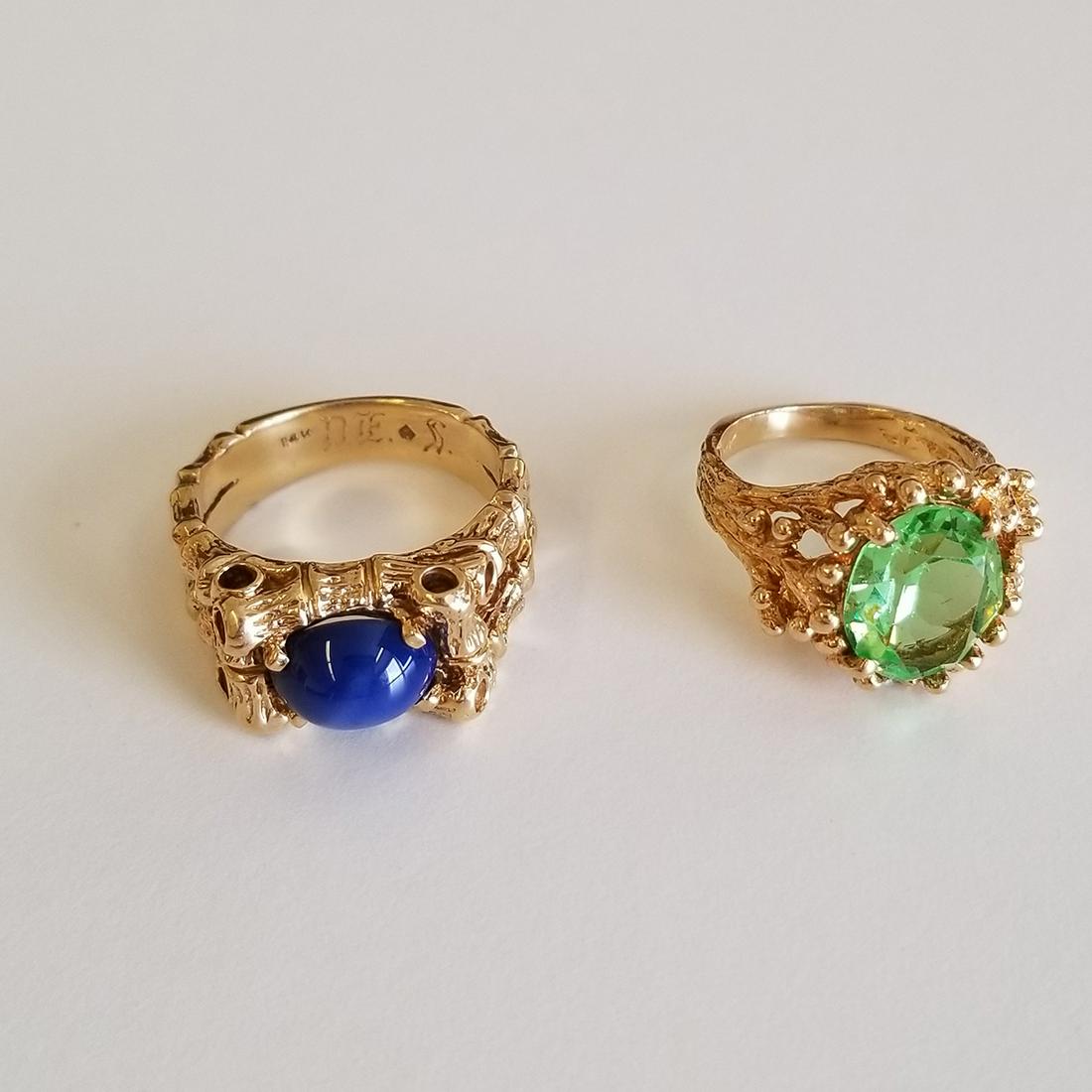 Collection of Two Synthetic Star Sapphire, Green Stone, (1 of 1)