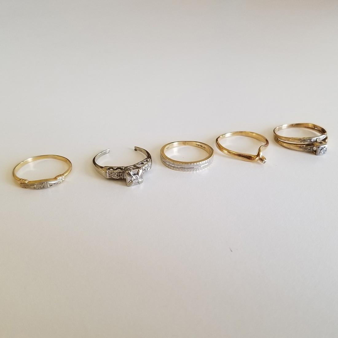 Collection of Five Diamond, Yellow and White Gold Rings (1 of 1)