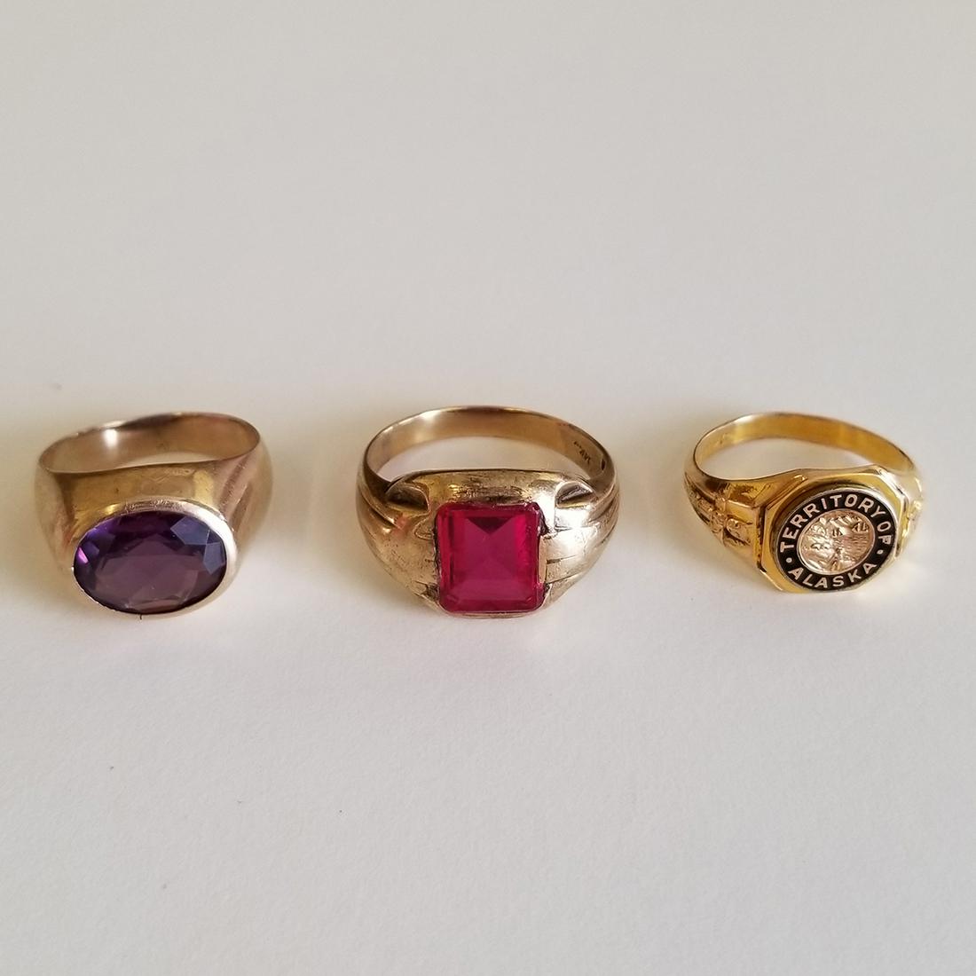 Collection of Three Synthetic Stone, Black Enamel, 14k (1 of 1)