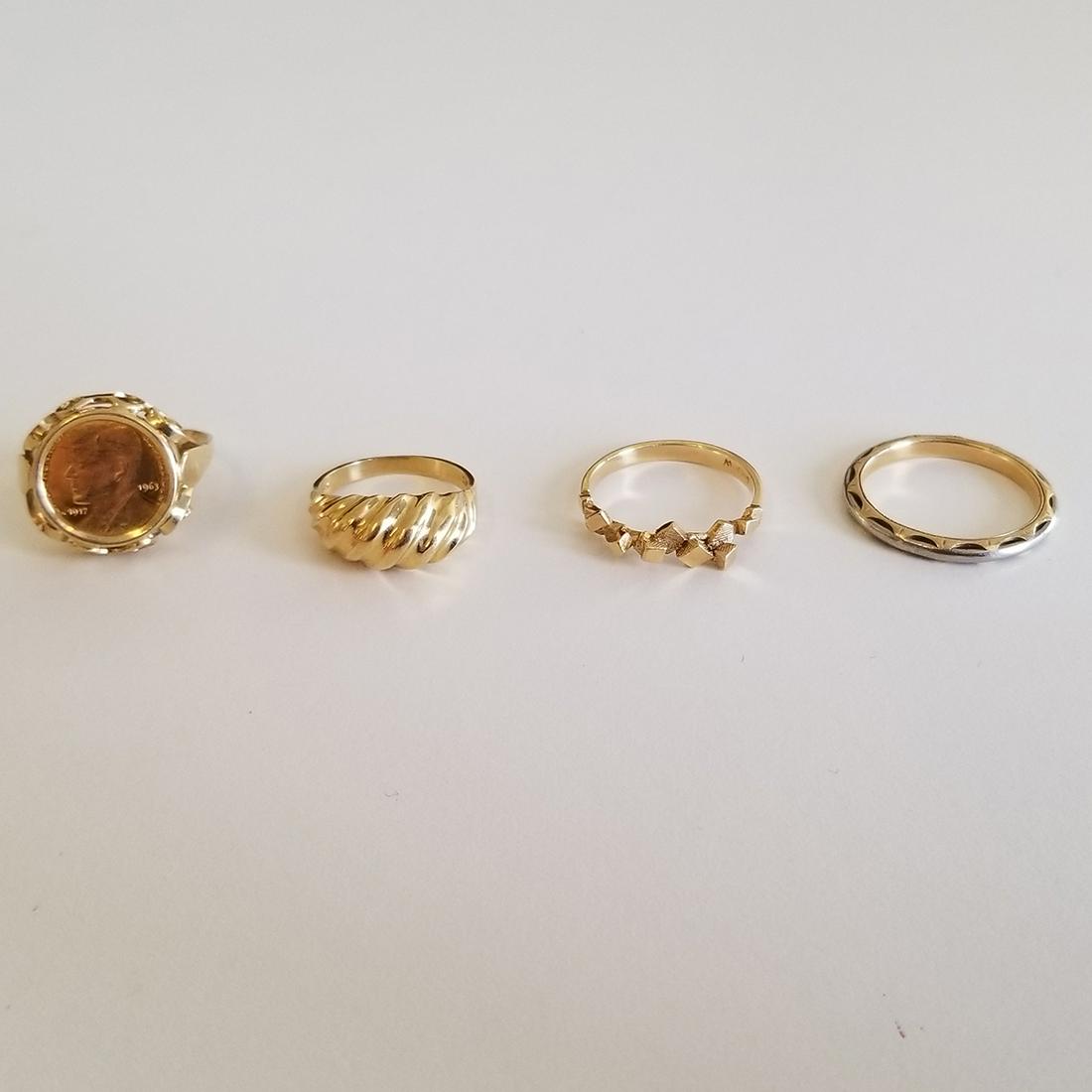 Collection of Four Miscellaneous 14k Yellow Gold Rings. (1 of 1)