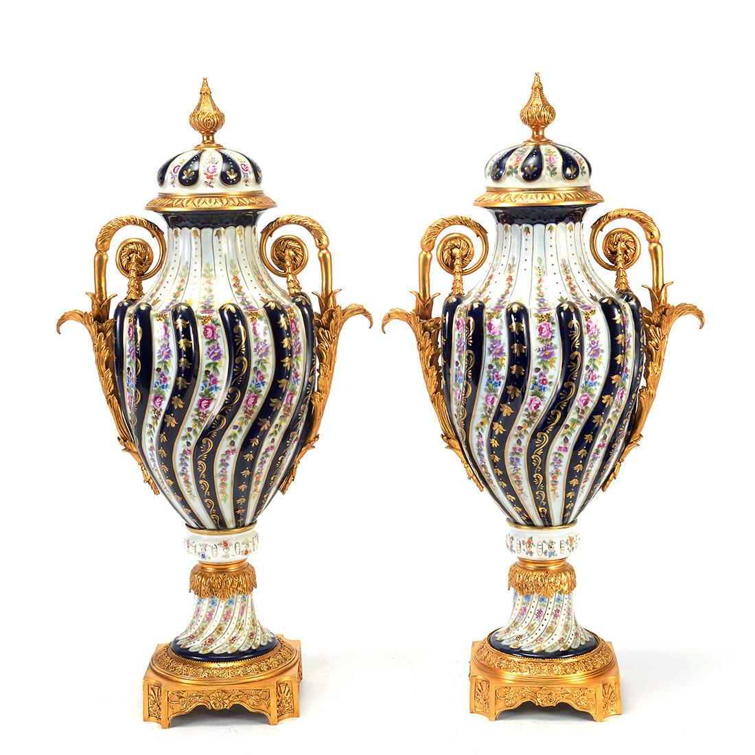 Sevres Style Porcelain Dore Bronze Mounted Covered Vase (1 of 2)