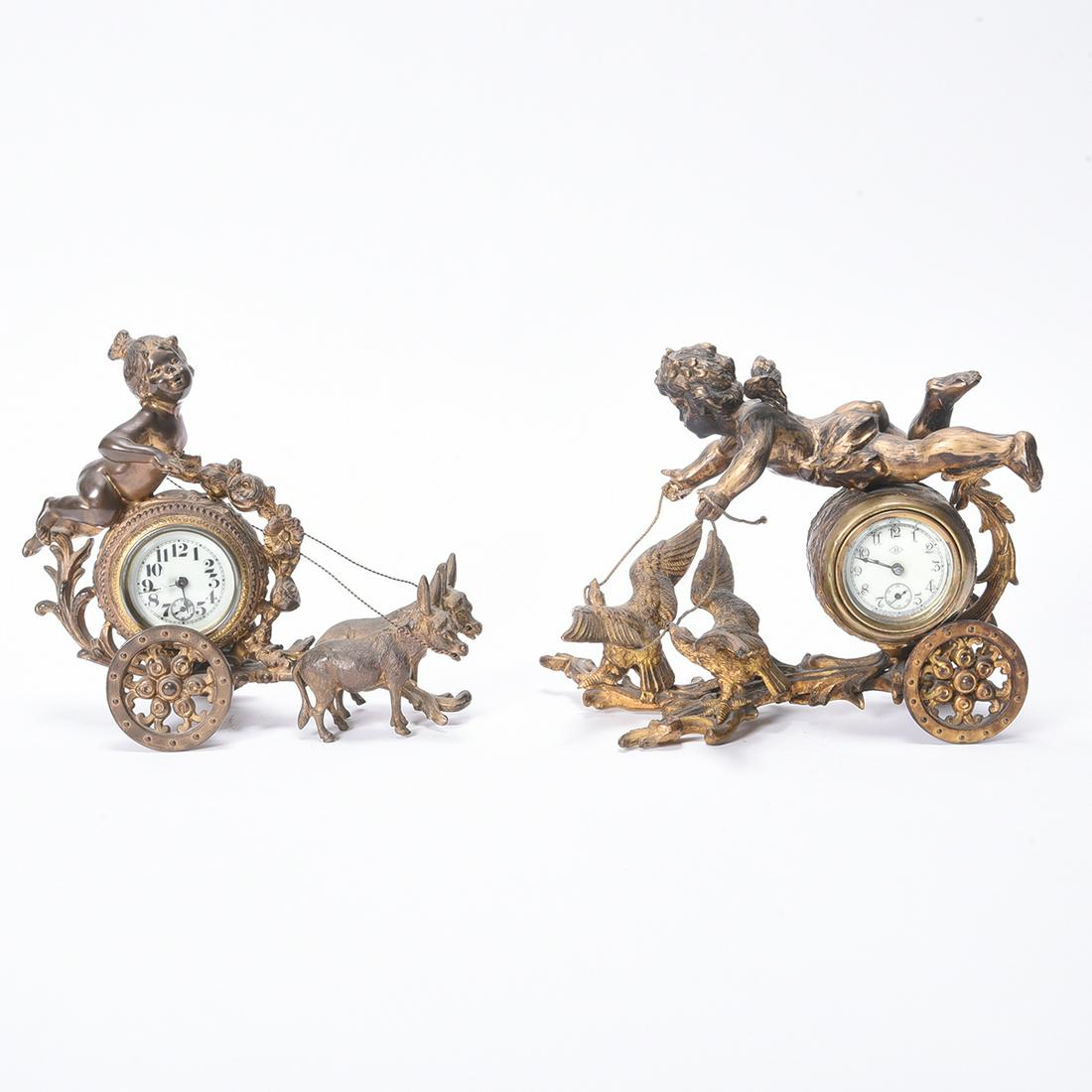 Two Jennings Brothers Bronze Figural Mantle Clocks (1 of 2)