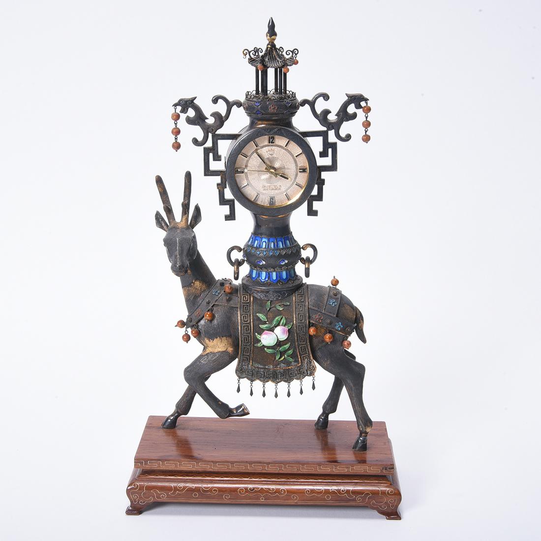 Asian Style Figural Clock, Stag with Inset Clock, Qing (1 of 1)