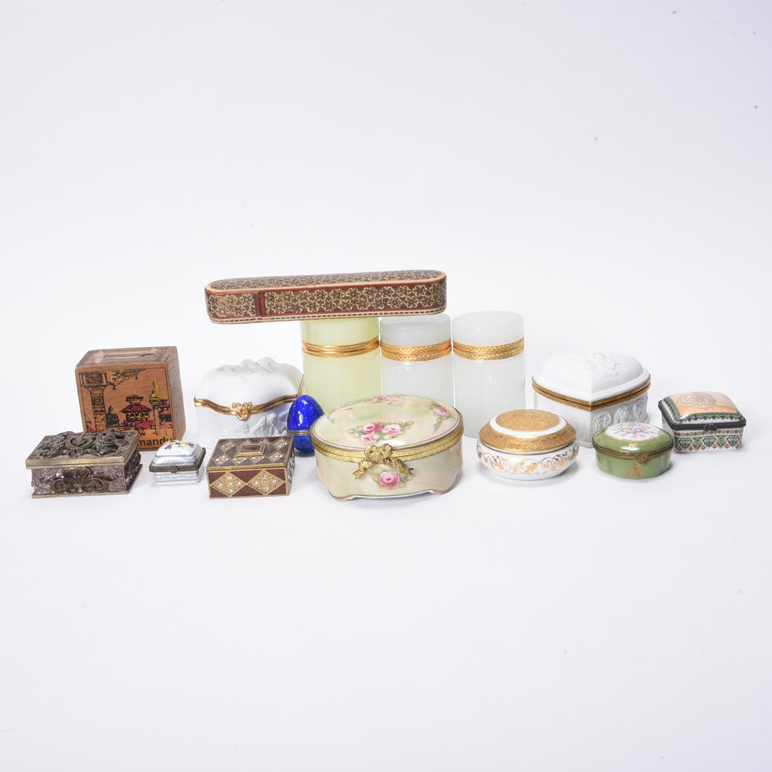 Assorted Glass, Porcelain, and Enamel Boxes and Jars (1 of 1)