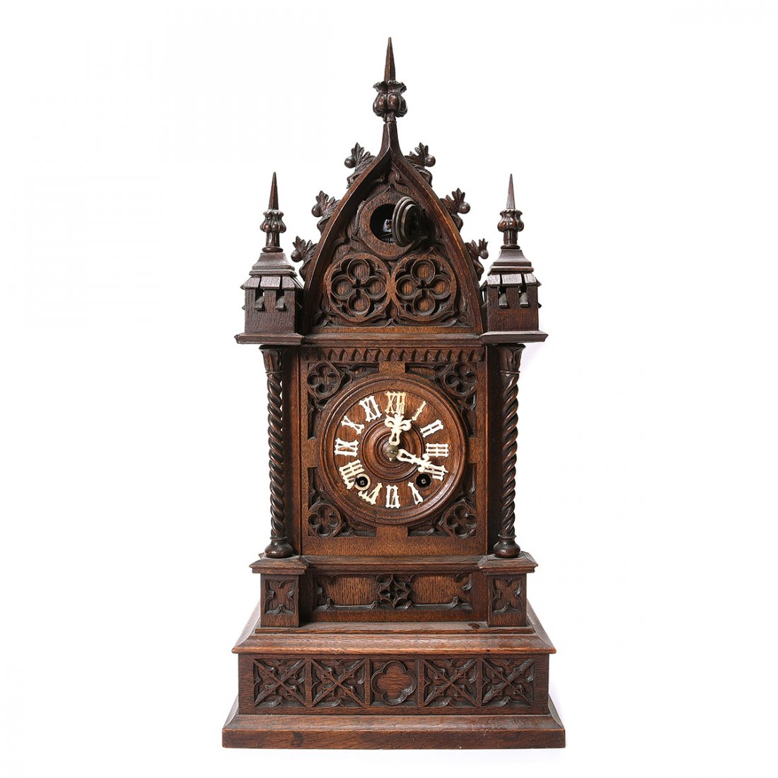 19th Century French Gothic Walnut Architectural Mantel (1 of 6)