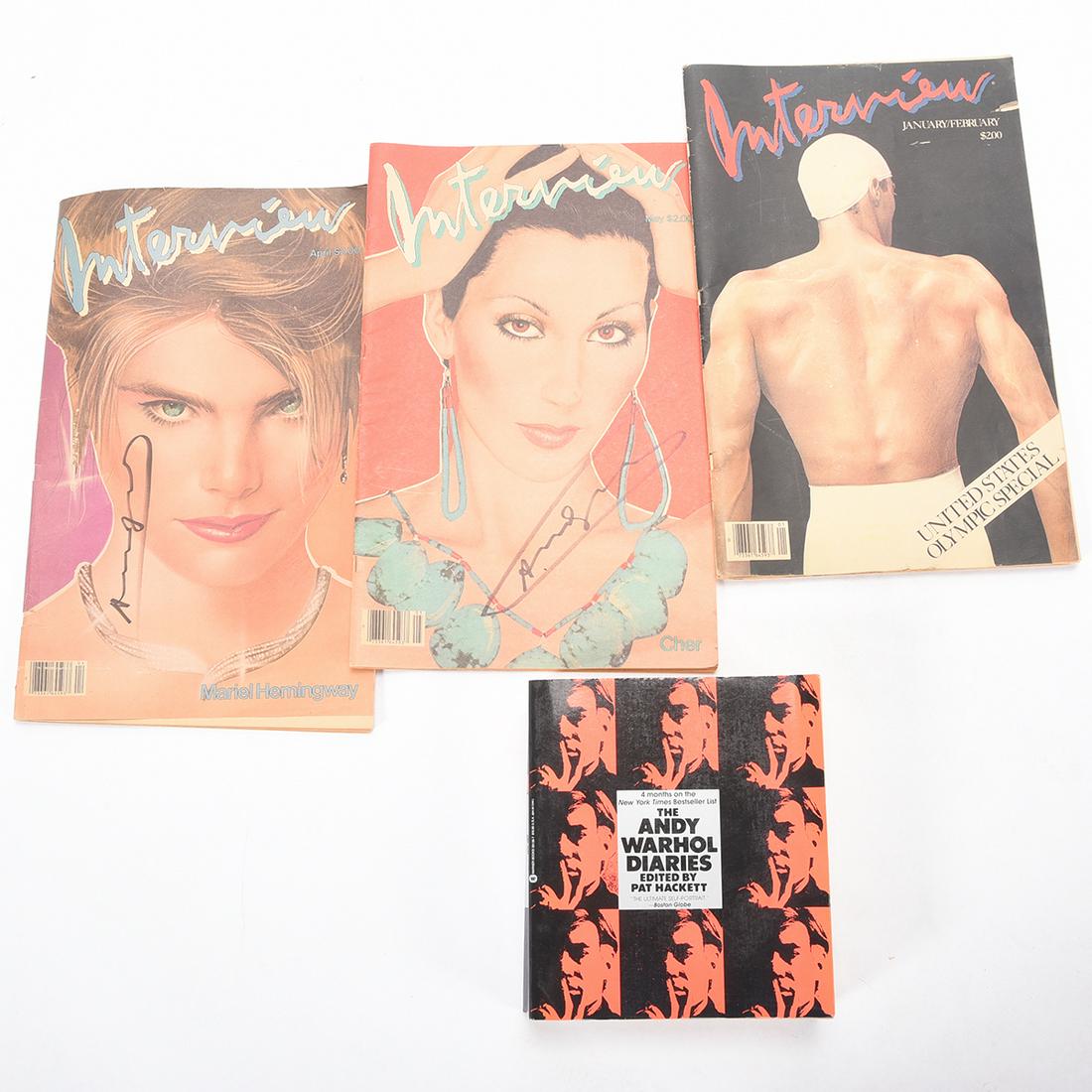 Three Interview Magazines Signed by Andy Warhol and the (1 of 1)