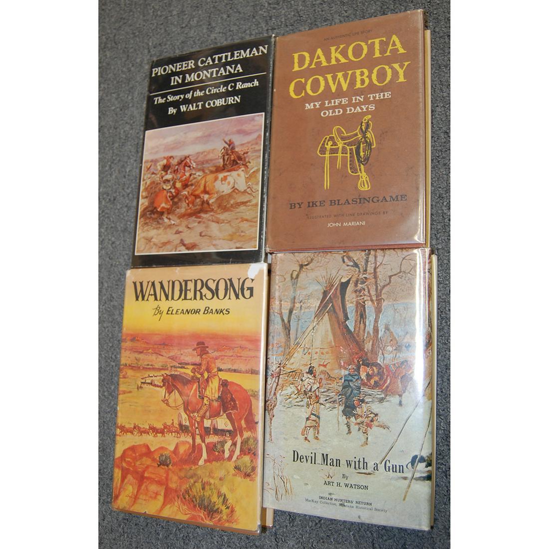 Collection of Four Western Books: Collection of Four Western Books, Including Devil Man with a Gun by Art H. Watson; Wondersong by Eleanor Banks, first edition, signed; Pioneer Cattleman in Montana, the Story of the Circle C Ranch by 