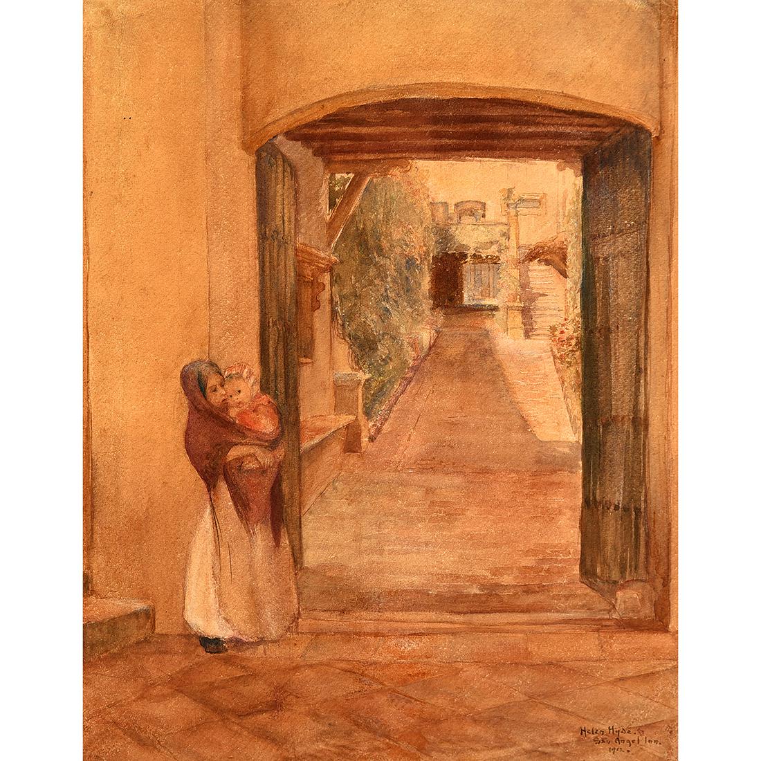 Helen Hyde ""San Angel Inn, 1912" watercolor (1 of 1)