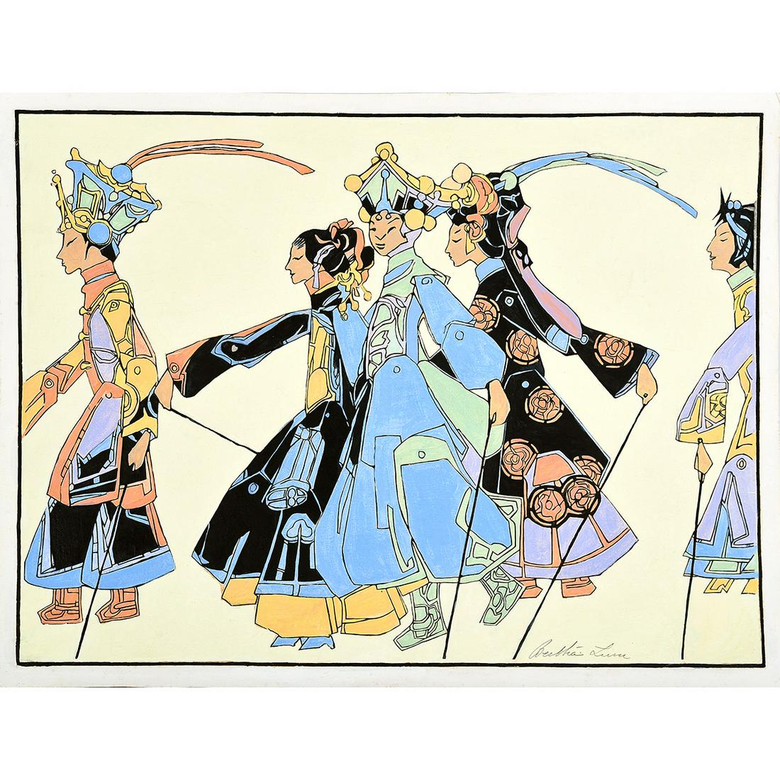 Bertha Lum "Dancers" raised woodblock (1 of 1)
