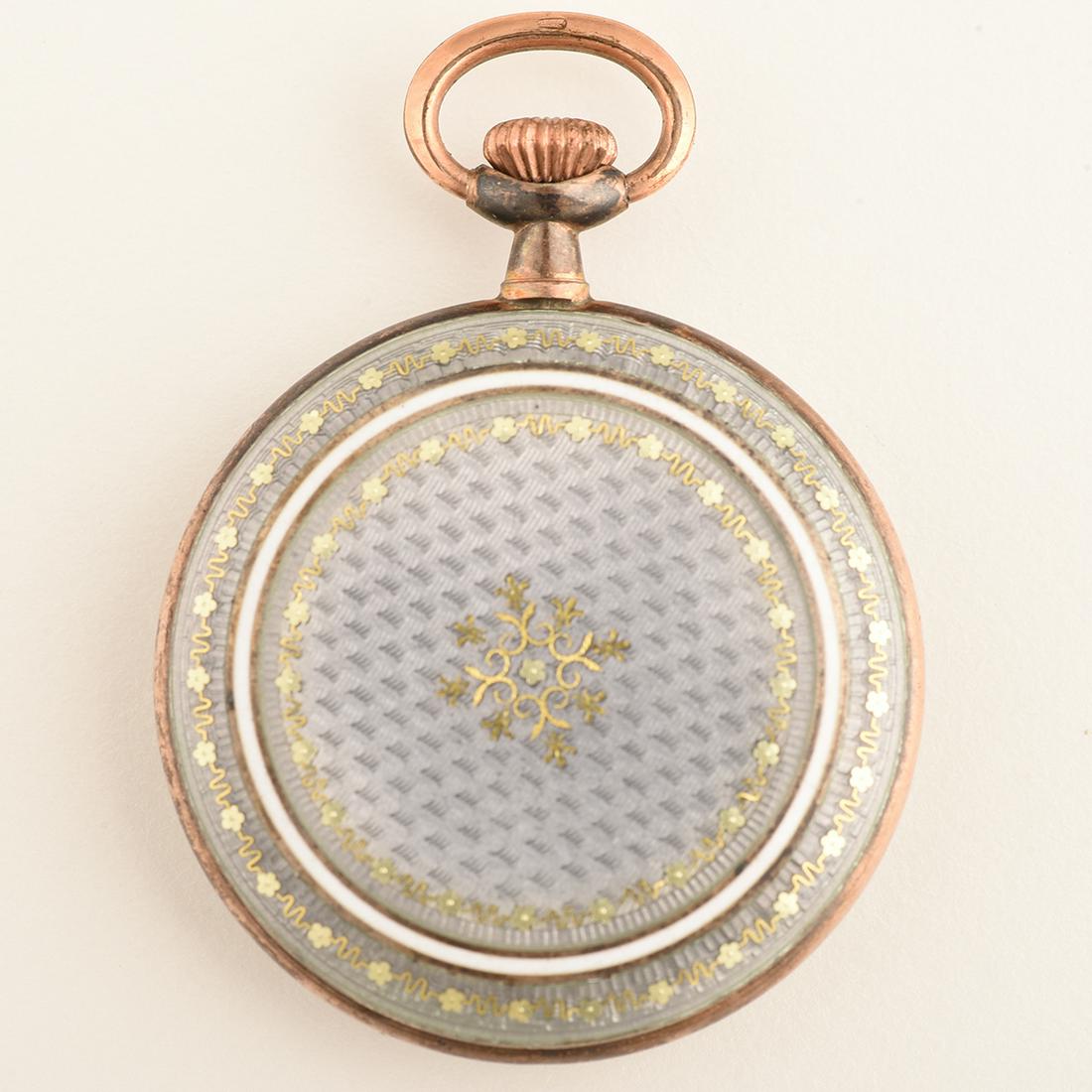 European Guilloche Enamel, Silver Pocket Watch. (1 of 1)