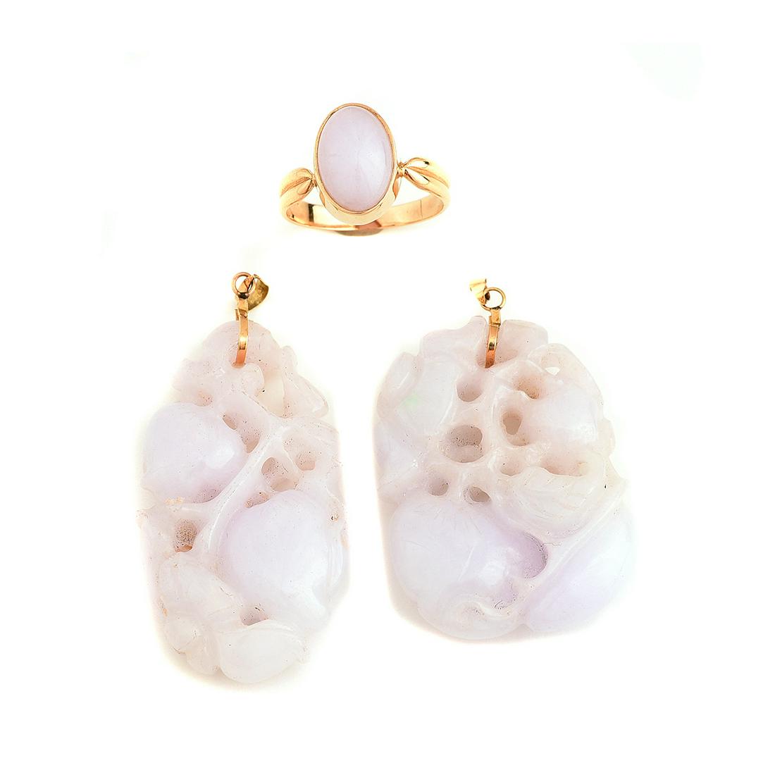 Lavender Jade, 14k Yellow Gold Jewelry Suite. (1 of 5)