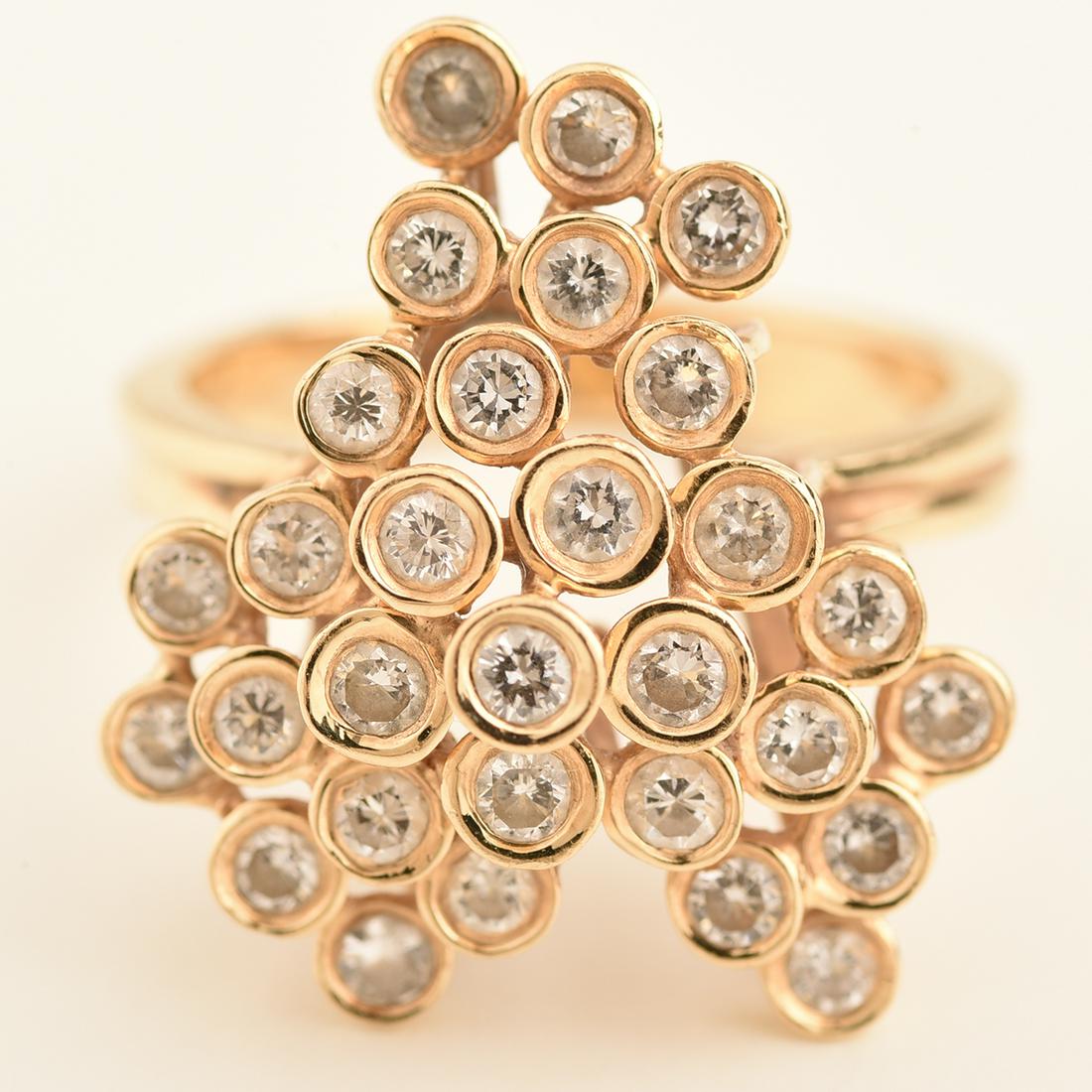 Diamond, 14k Yellow Gold Cluster Ring. (1 of 1)
