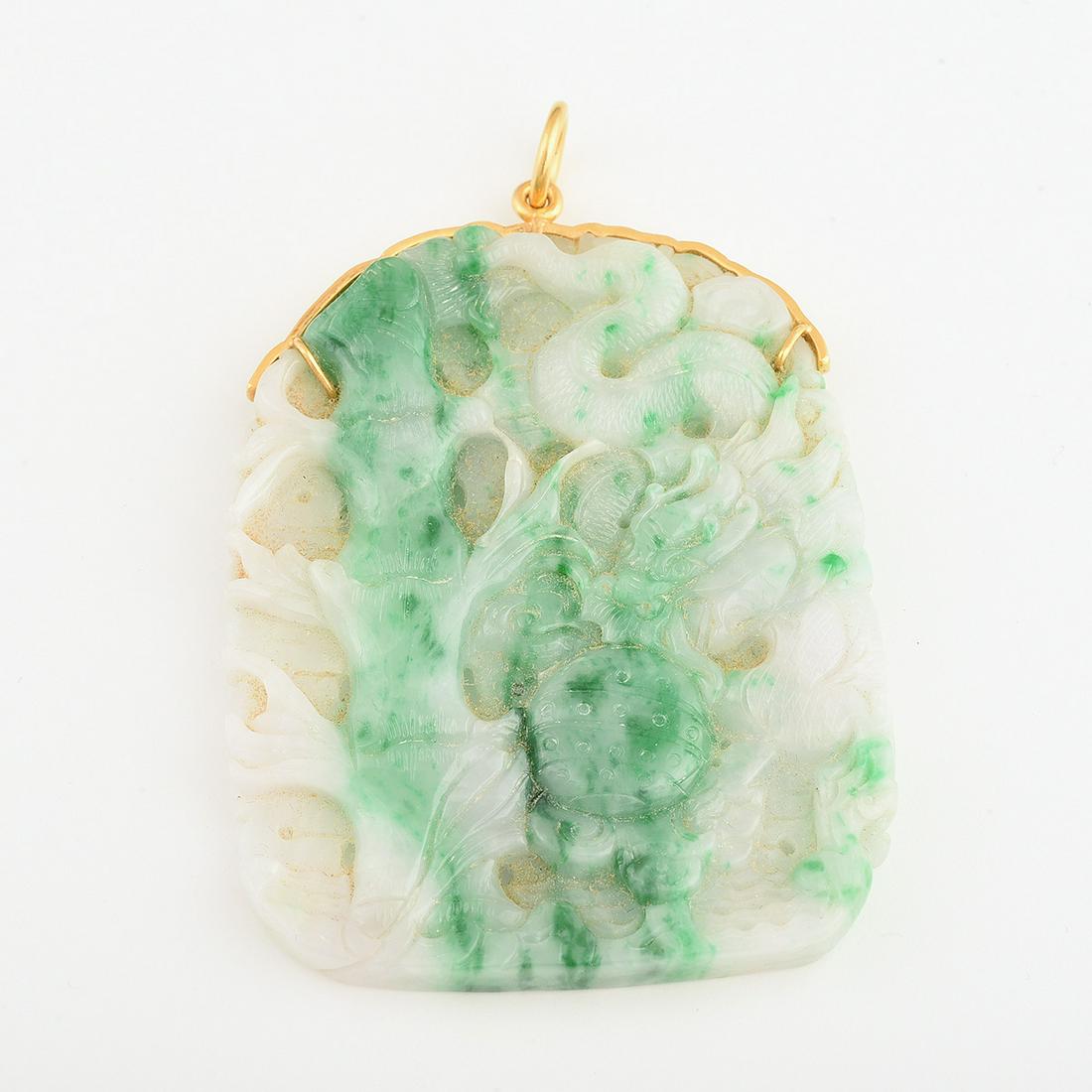 Jadeite Jade, 22k Yellow Gold Pendant. (1 of 1)