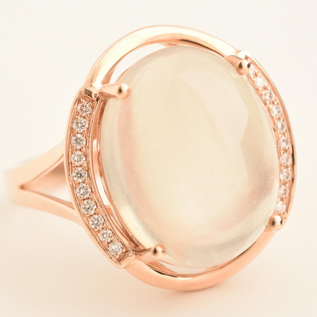 Moonstone, Diamond, 14k Rose Gold Ring. (1 of 1)
