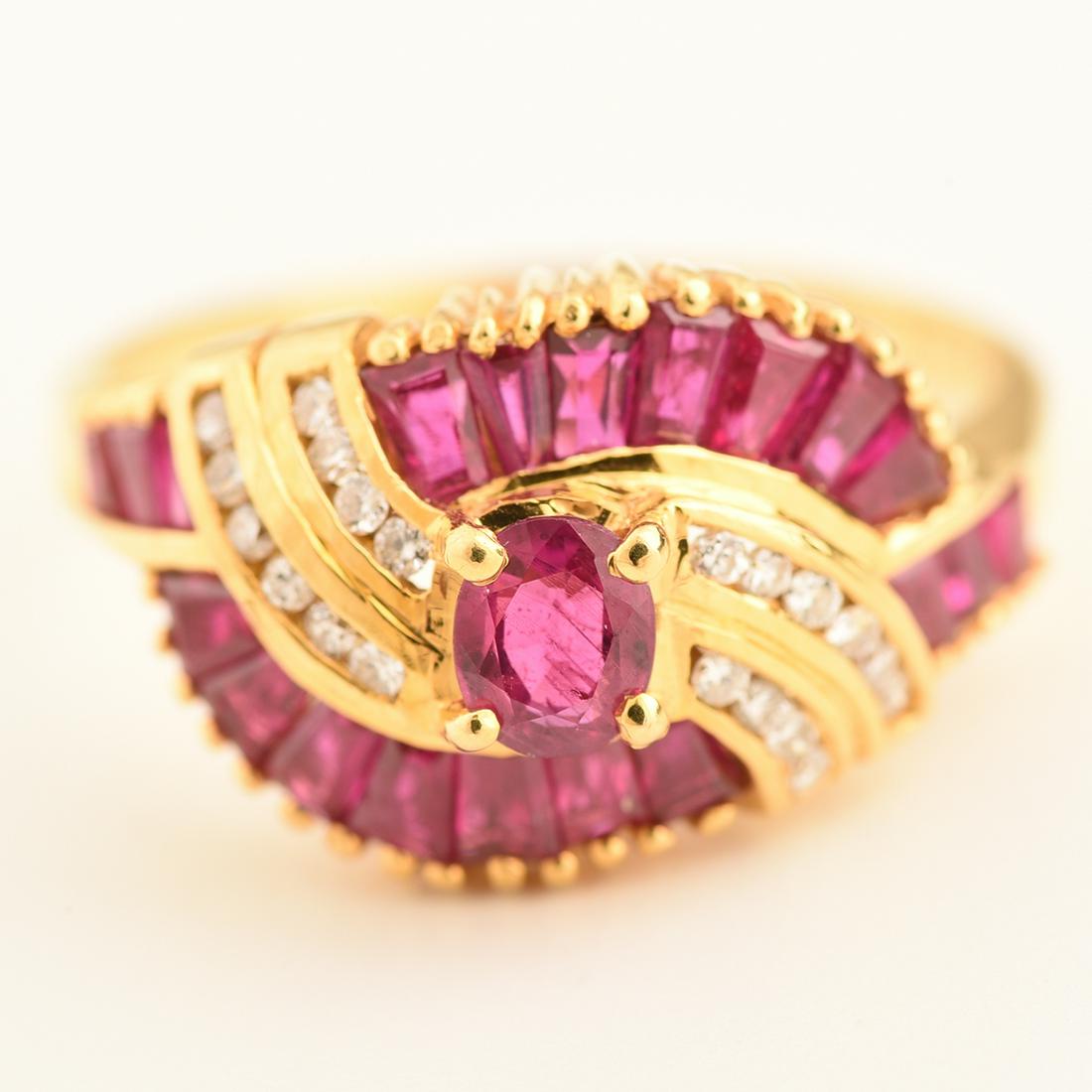 Ruby, Diamond, 18k Yellow Gold Ring. (1 of 1)