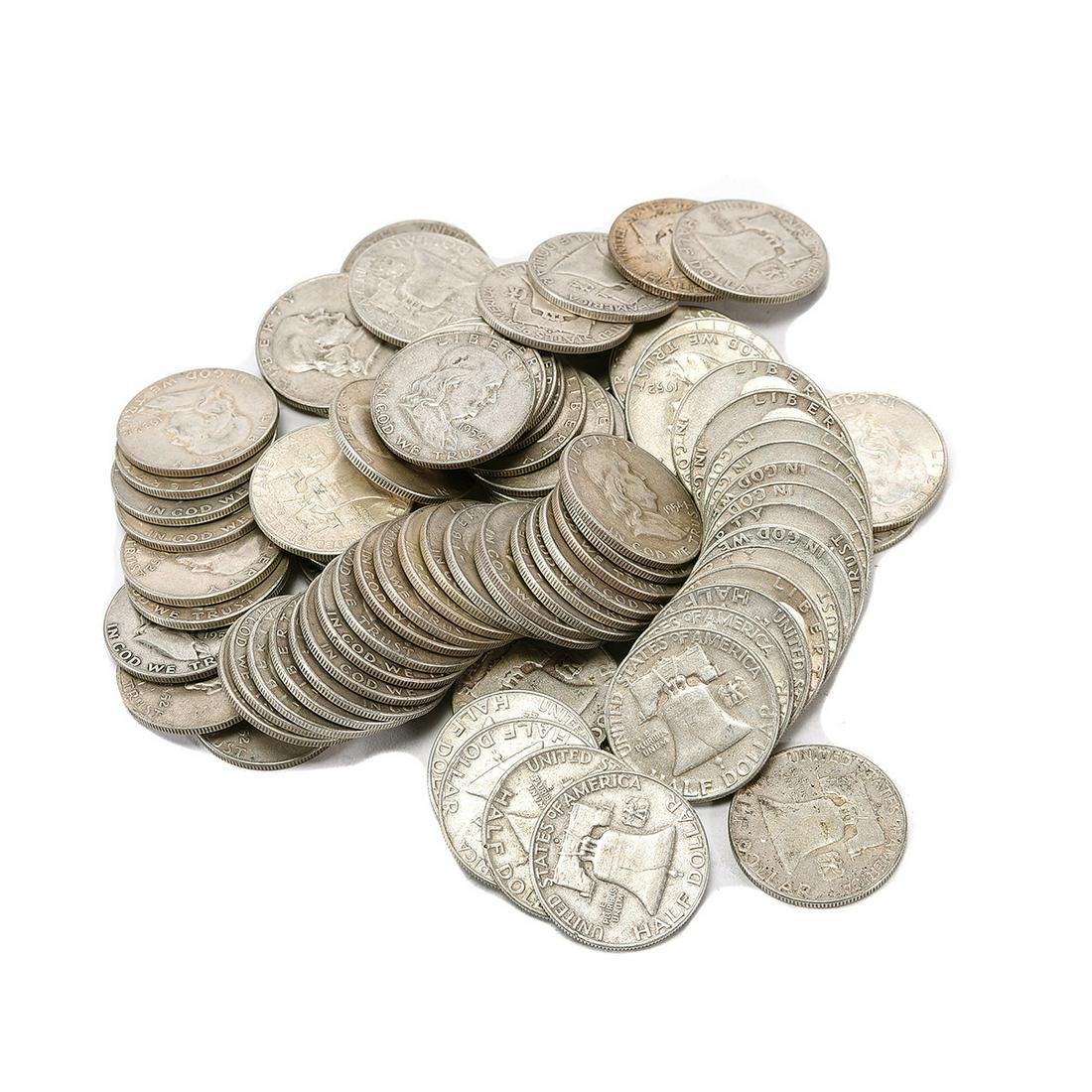 US Lot of 80 Half Dollars 90% Silver Coins Pre 1964. (1 of 1)