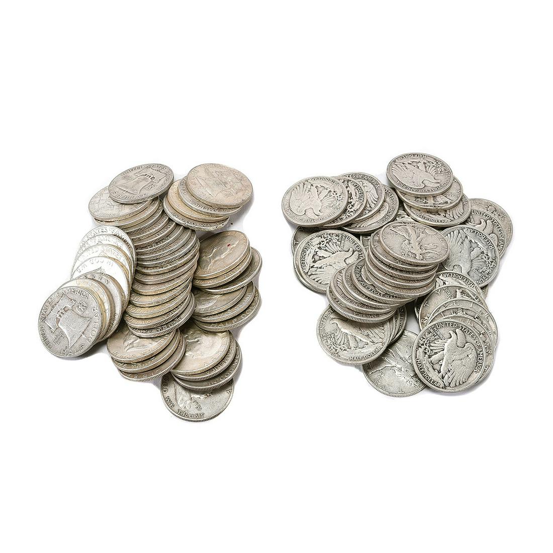 US Lot of 80 Half Dollars 90% Silver Coins Pre 1964. (1 of 1)