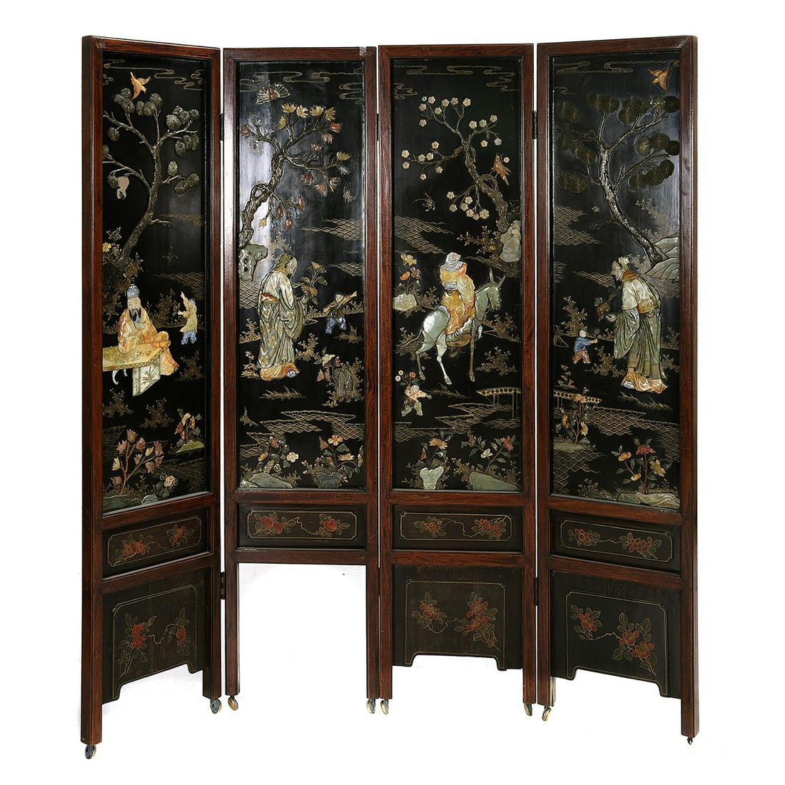 Chinese Coromandel Four Panel Floor Screen (1 of 3)