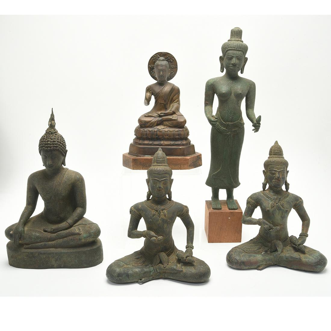 Group of Five Southeast Asian Buddha Statues (1 of 2)