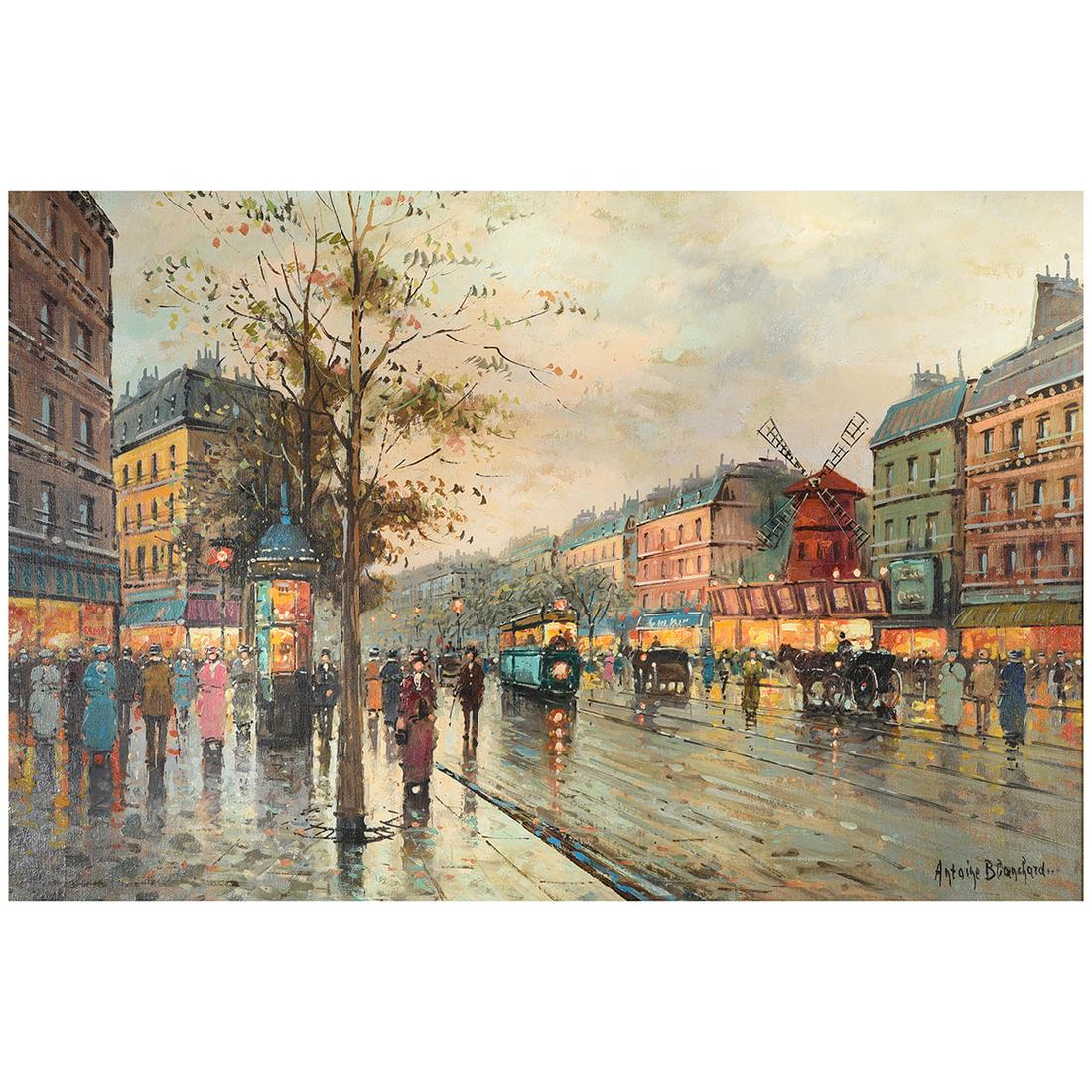 Antoine Blanchard "Moulin Rouge" oil on canvas: ANTOINE BLANCHARD (French 1910-1988) Moulin Rouge Oil on canvas 24 x 36 inches / 60.96 x 91.44 cm Signed lower right: Antoine Blanchard