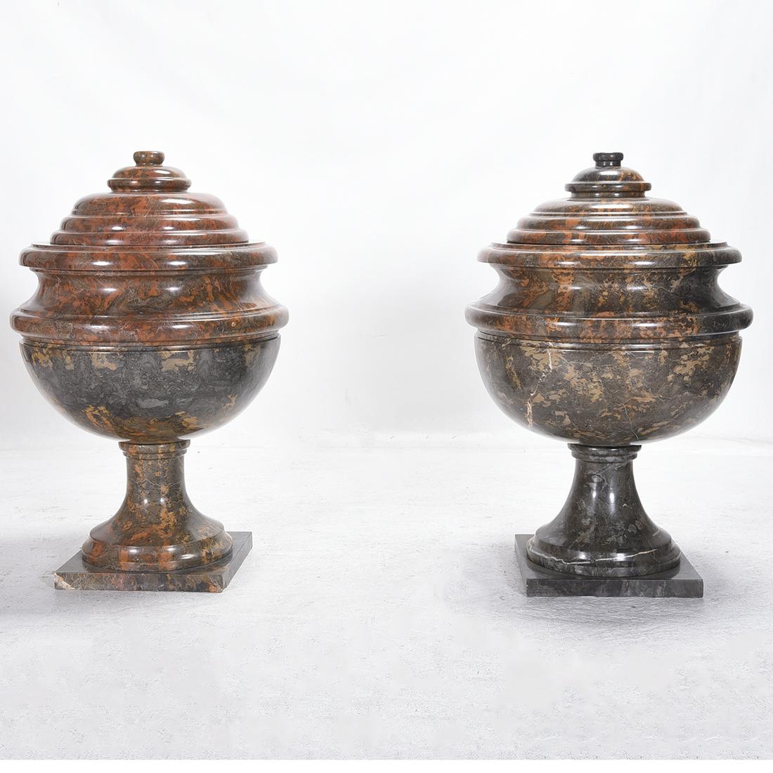 Pair of Neoclassical Style Large Hardstone Urns. (1 of 1)