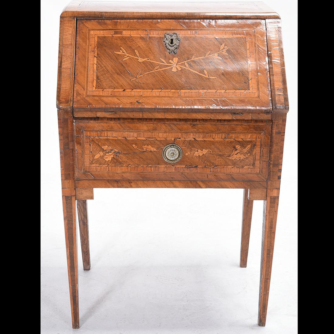 Continental Empire Style Inlaid Fruitwood Drop Front (1 of 2)