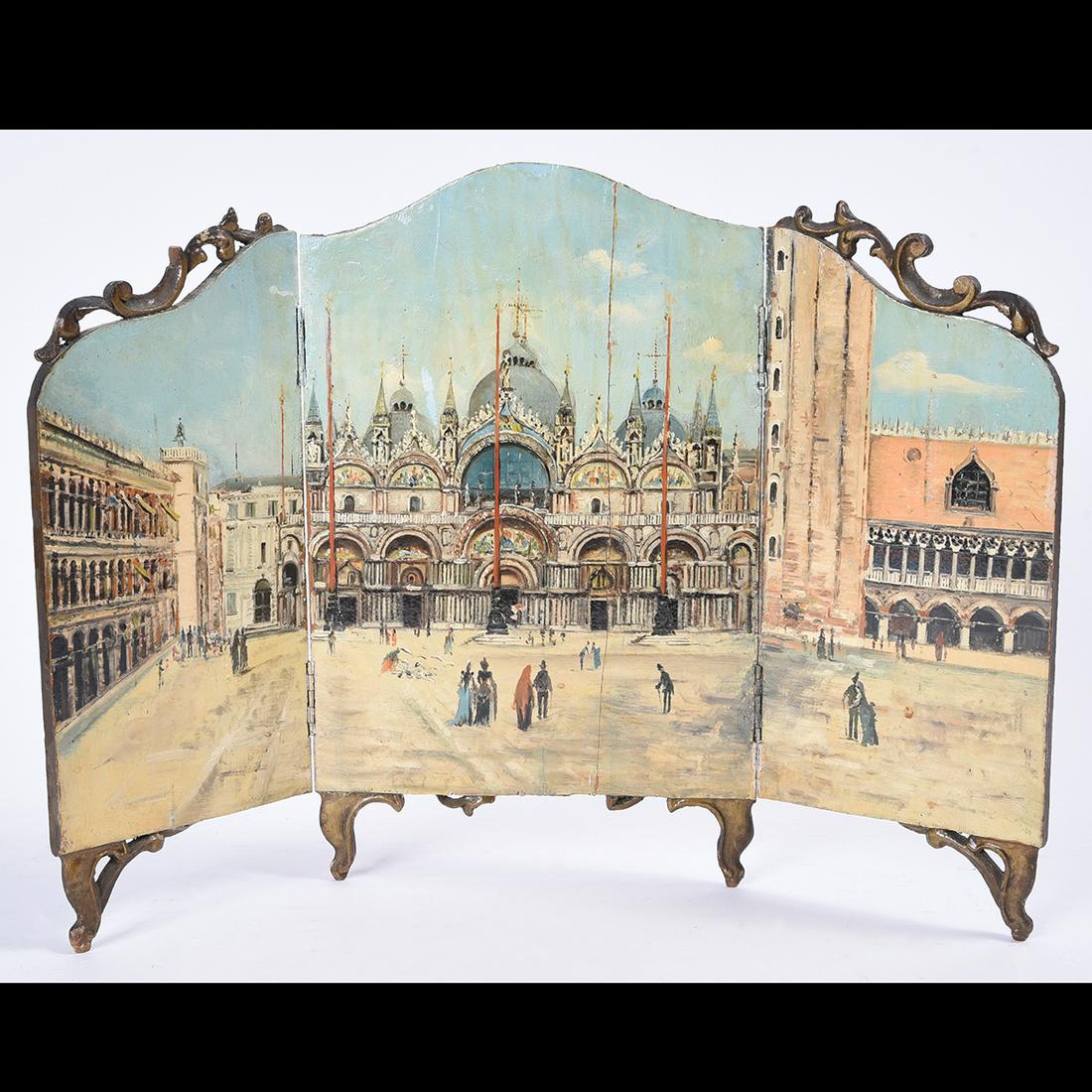 Souvenir Triptych Table Screen, Oil on Wood, Saint (1 of 1)